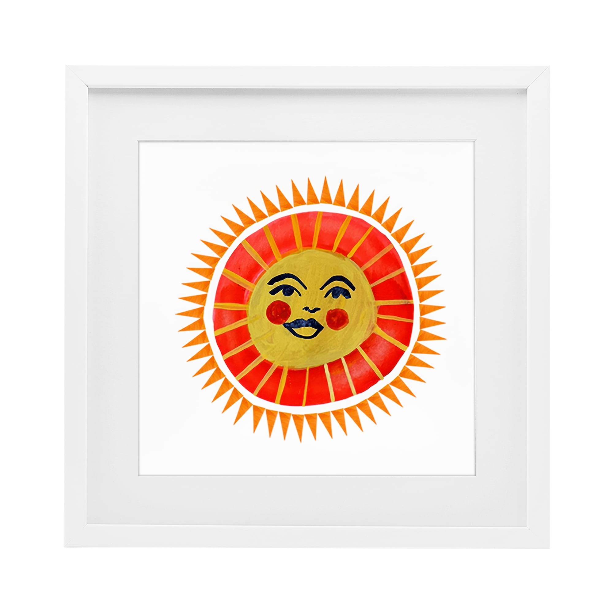 Stupell Industries Cheerful Boho Sun White Framed Print Under Glass, design by Katherine Herrell Studio