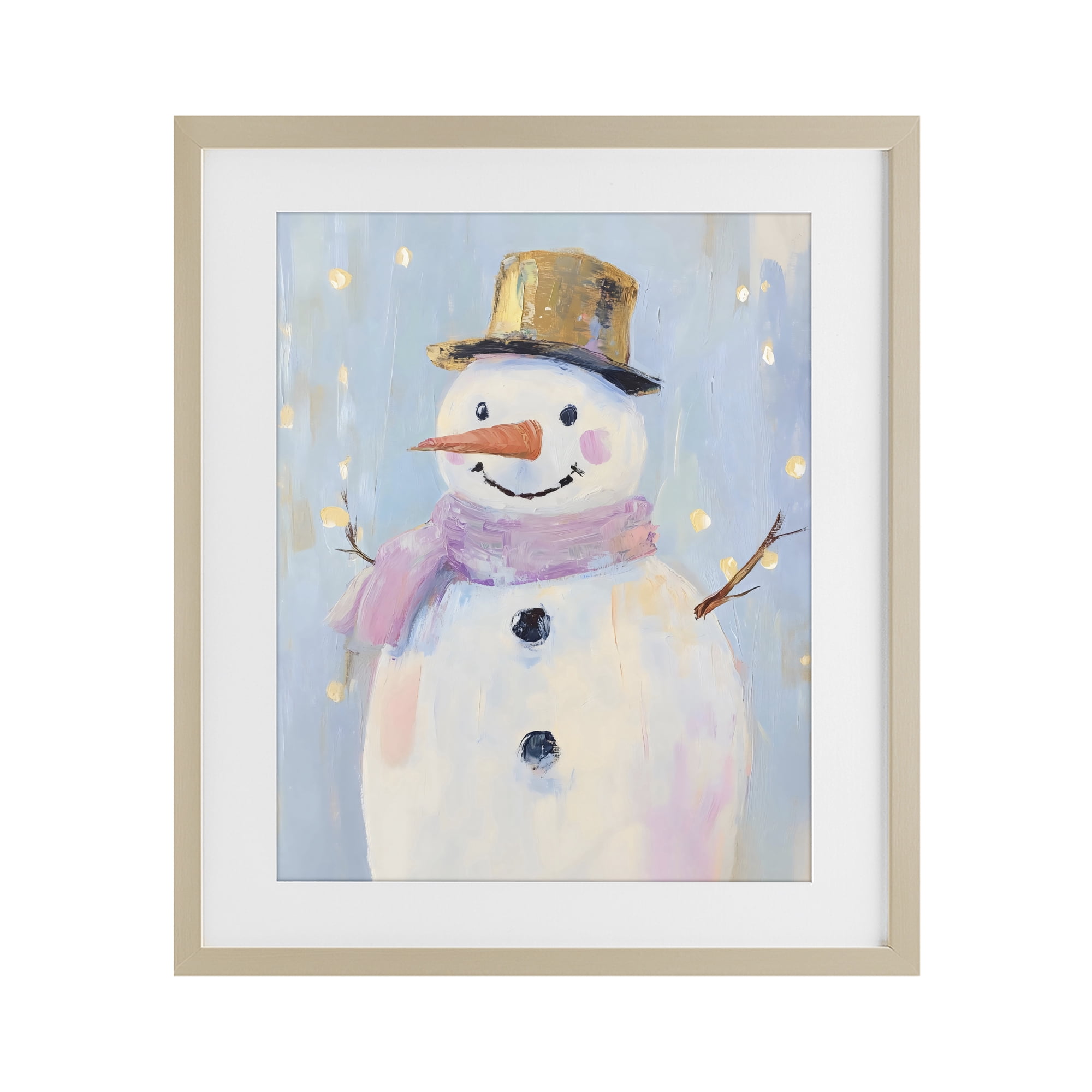 Stupell Industries Cheerful Pastel Snowman Birch Framed Print Under Glass, design by The Prints Vibe