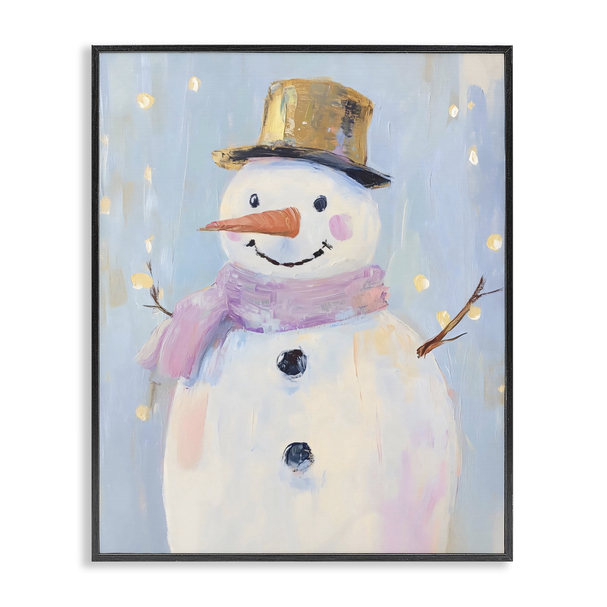 Stupell Industries Cheerful Pastel Snowman Black Framed Giclee Art, design by The Prints Vibe