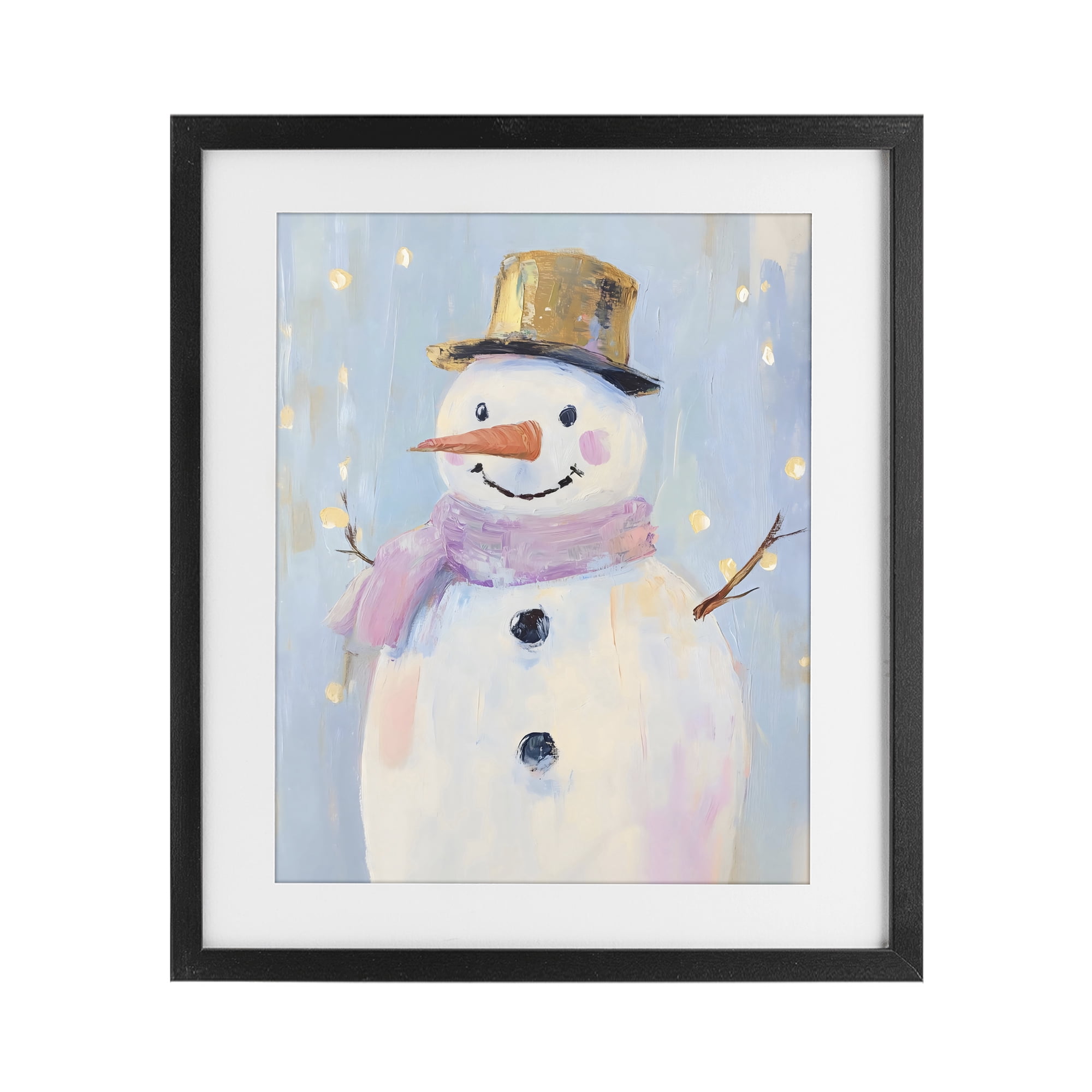 Stupell Industries Cheerful Pastel Snowman Black Framed Print Under Glass, design by The Prints Vibe