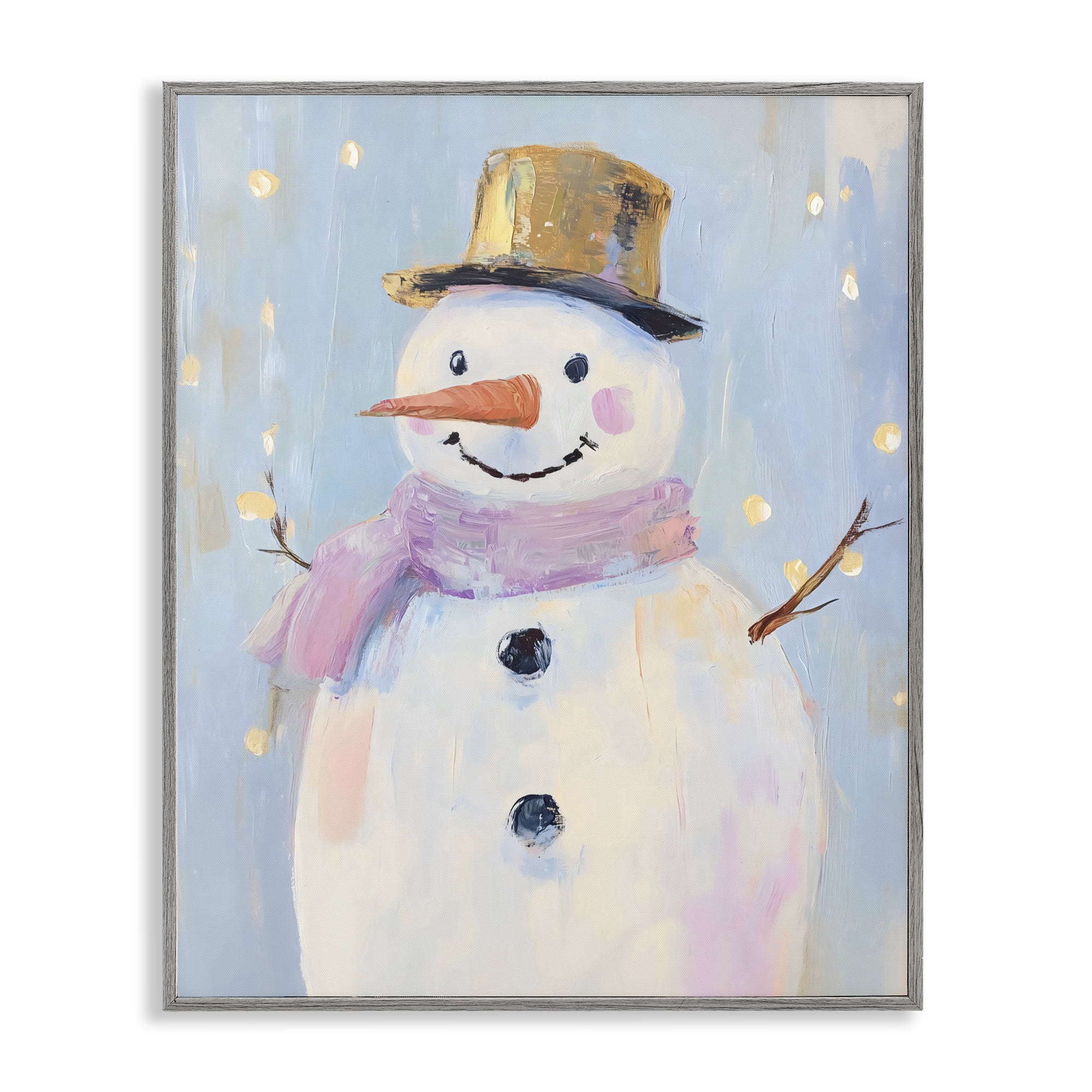 Stupell Industries Cheerful Pastel Snowman Gray Framed Giclee Art, design by The Prints Vibe