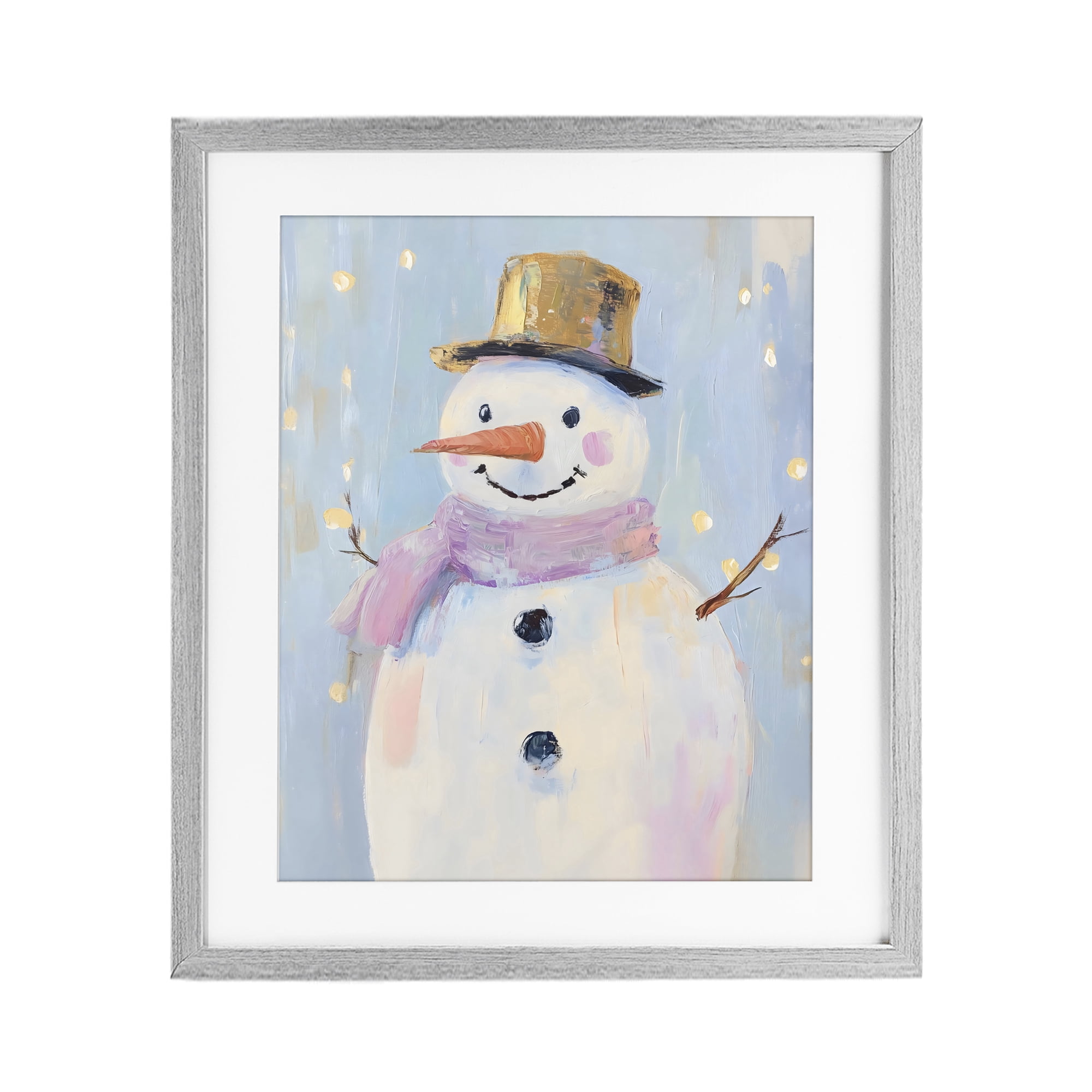 Stupell Industries Cheerful Pastel Snowman Gray Framed Print Under Glass, design by The Prints Vibe