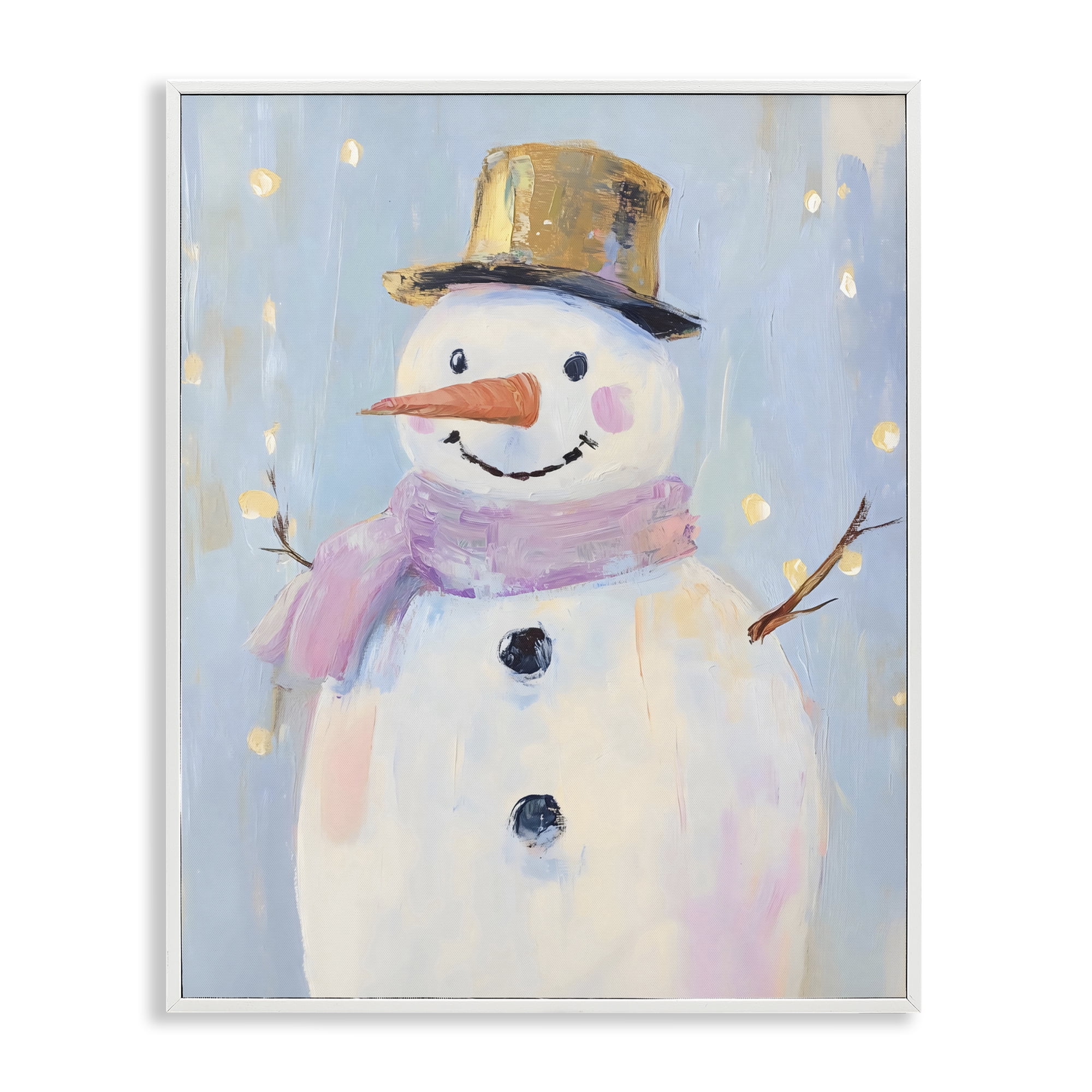 Stupell Industries Cheerful Pastel Snowman White Framed Giclee Art, design by The Prints Vibe
