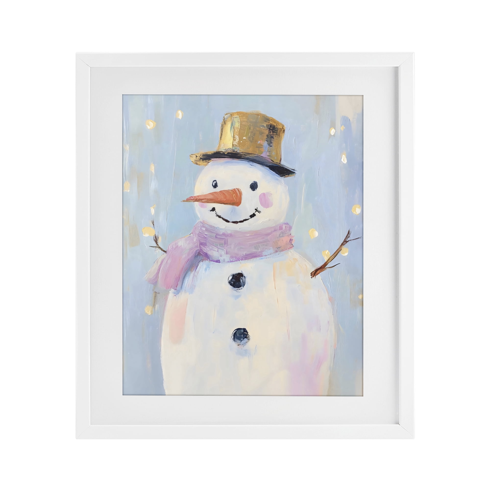 Stupell Industries Cheerful Pastel Snowman White Framed Print Under Glass, design by The Prints Vibe