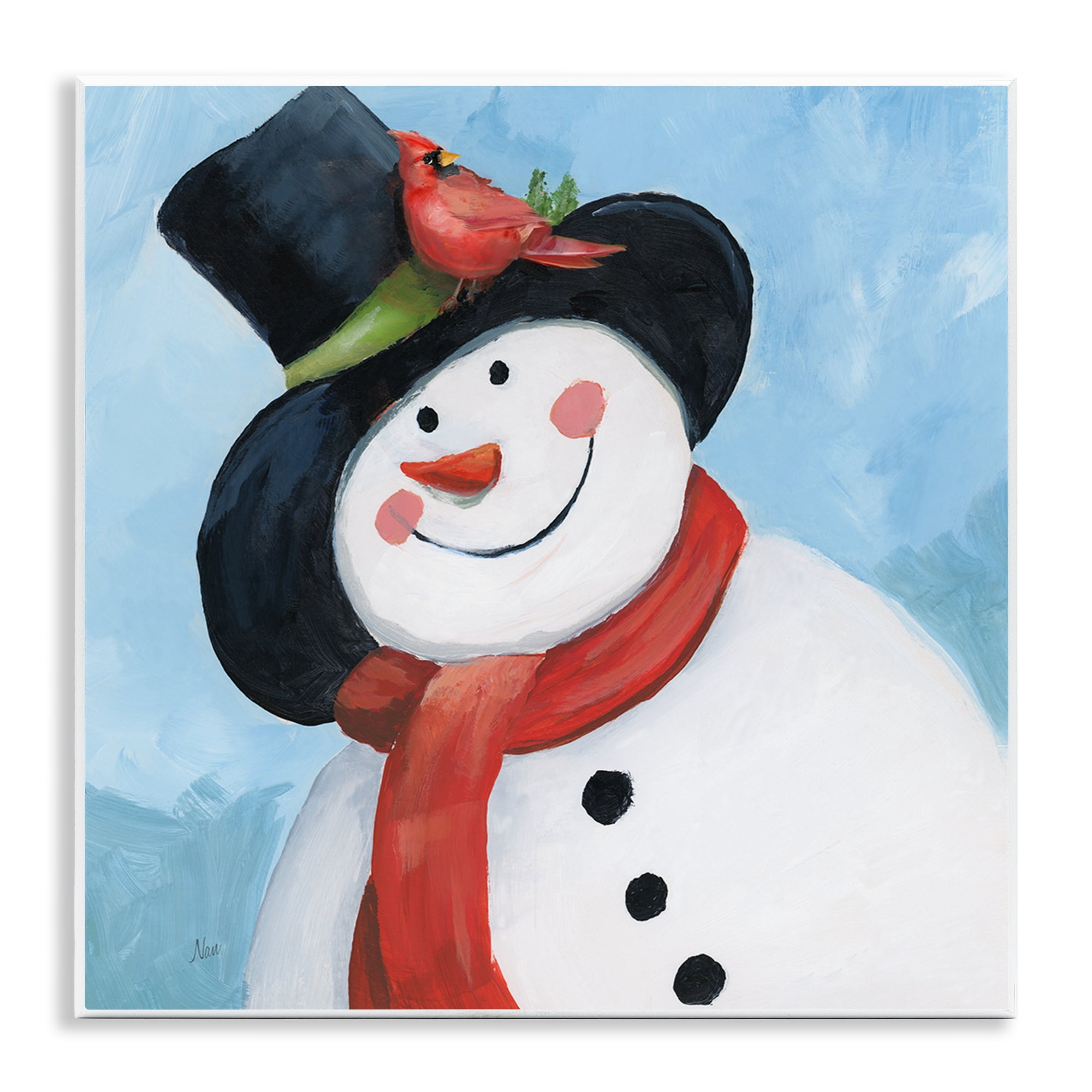 Stupell Industries Cheerful Snowman with Cardinal Wall Plaque Art, design by Nan
