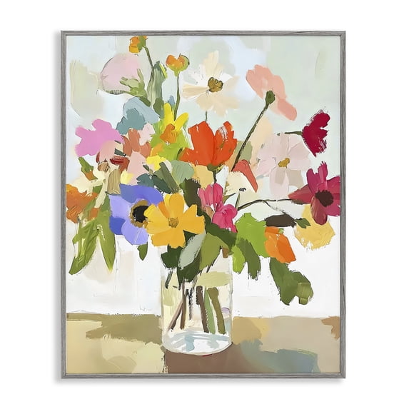 Stupell Industries Modern Cheerful Summer Garden Blooms Gray Framed Giclee Art, 16 x 20, by Riley B