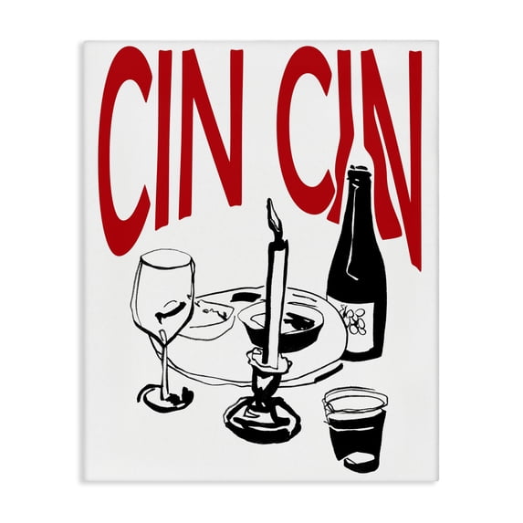 Stupell Industries Cheers Cin Cin Wine Food & Beverage Painting Wrapped Canvas Art Print Wall Art, 16 x 20