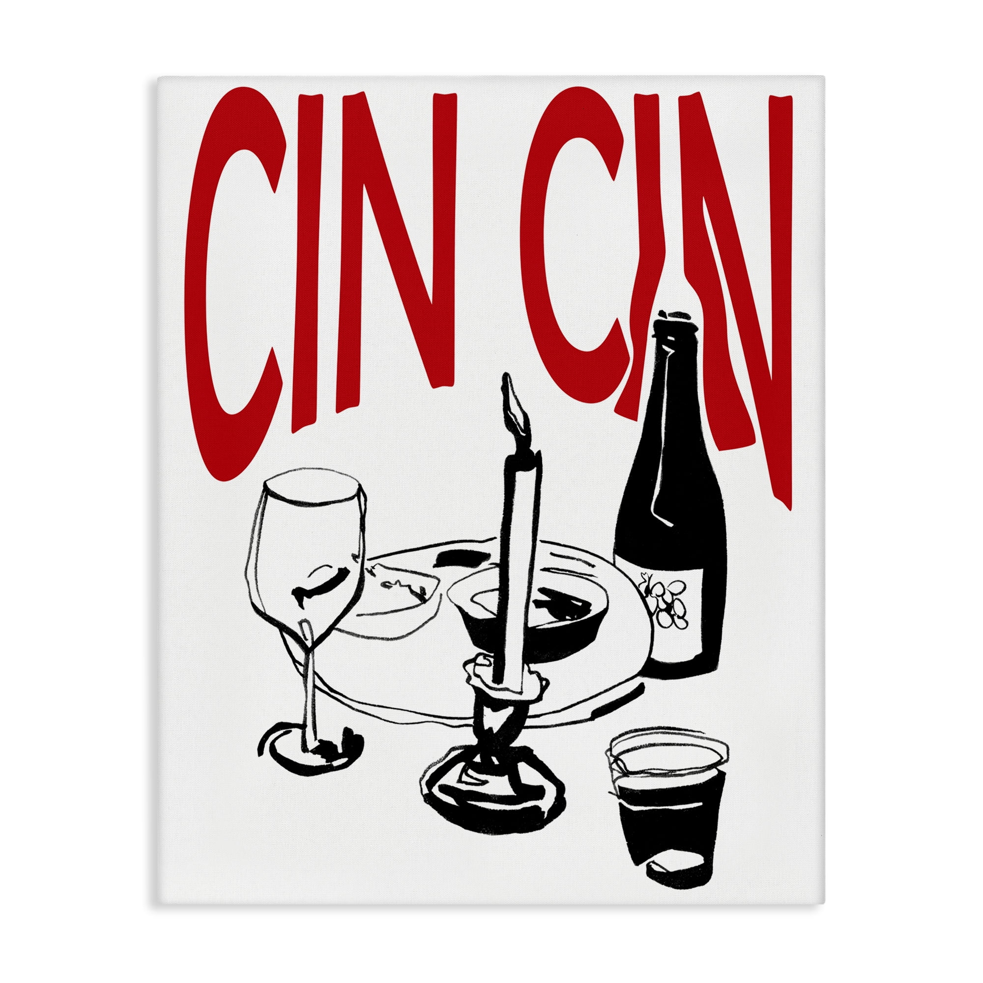 Stupell Industries Cheers Cin Cin Wine Food & Beverage Painting Wrapped Canvas Art Print Wall Art, 24 x 30