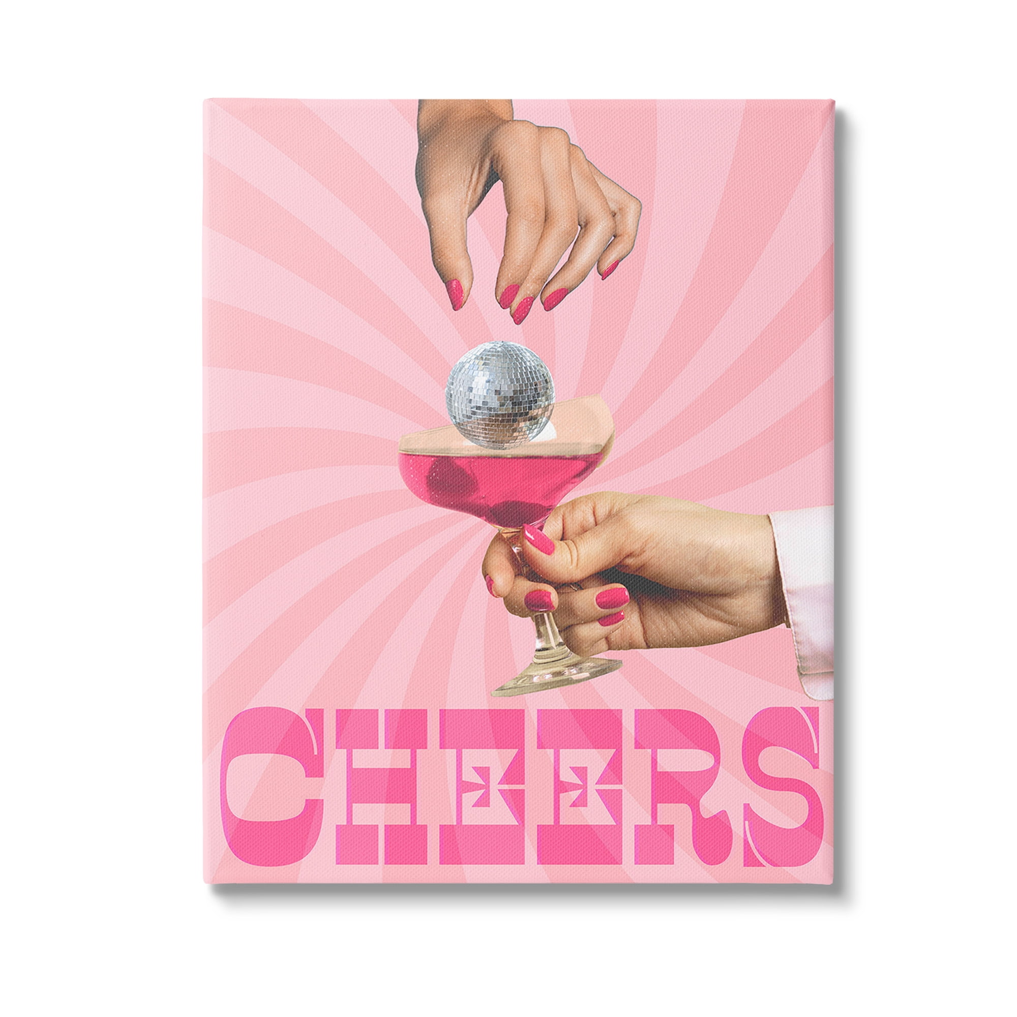 Stupell Industries Cheers Disco Drink Food & Beverage Painting Gallery Wrapped Canvas Art Print Wall Art, 36 x 48