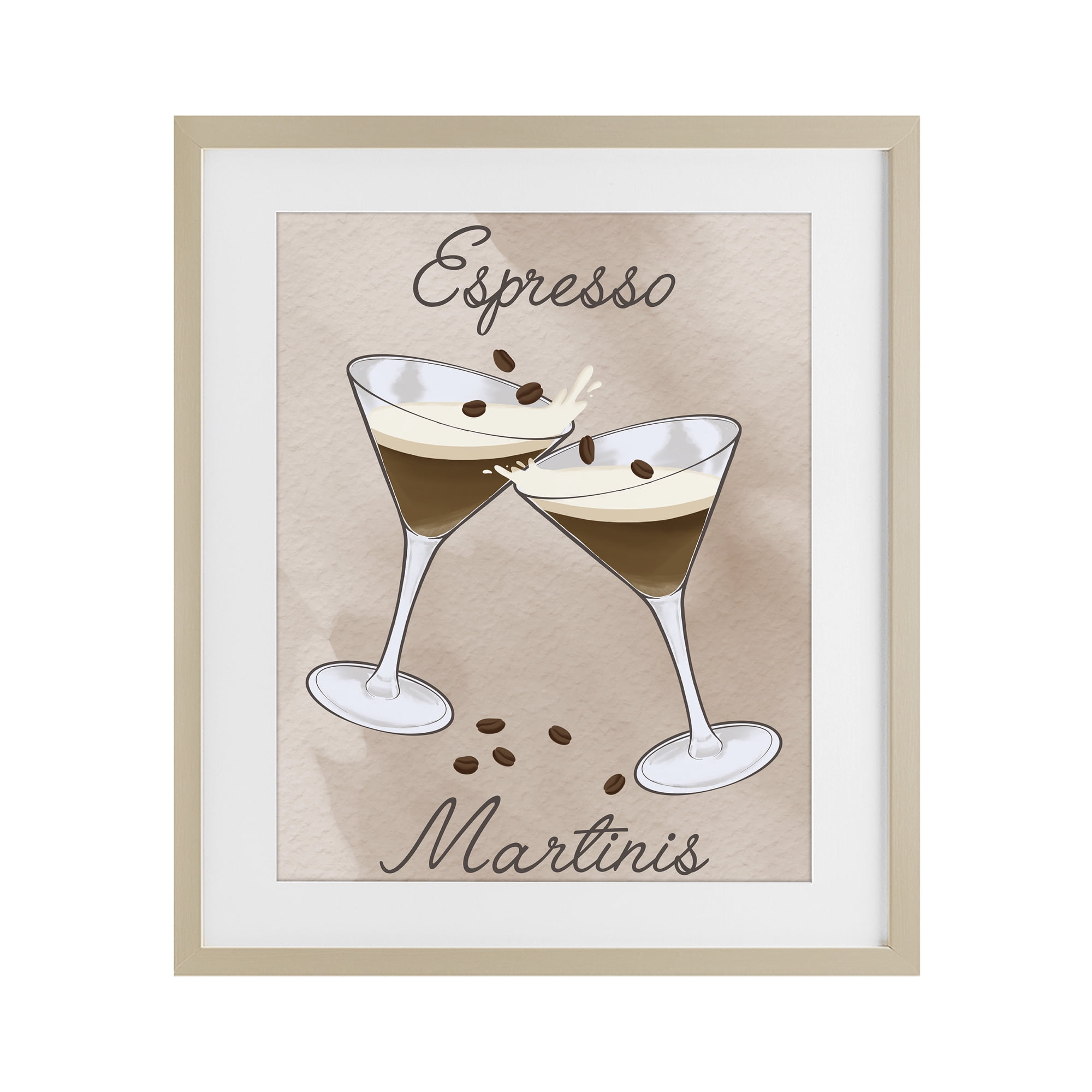 Stupell Industries Cheers Espresso Martinis Birch Framed Print Under Glass, design by Marcus Prime