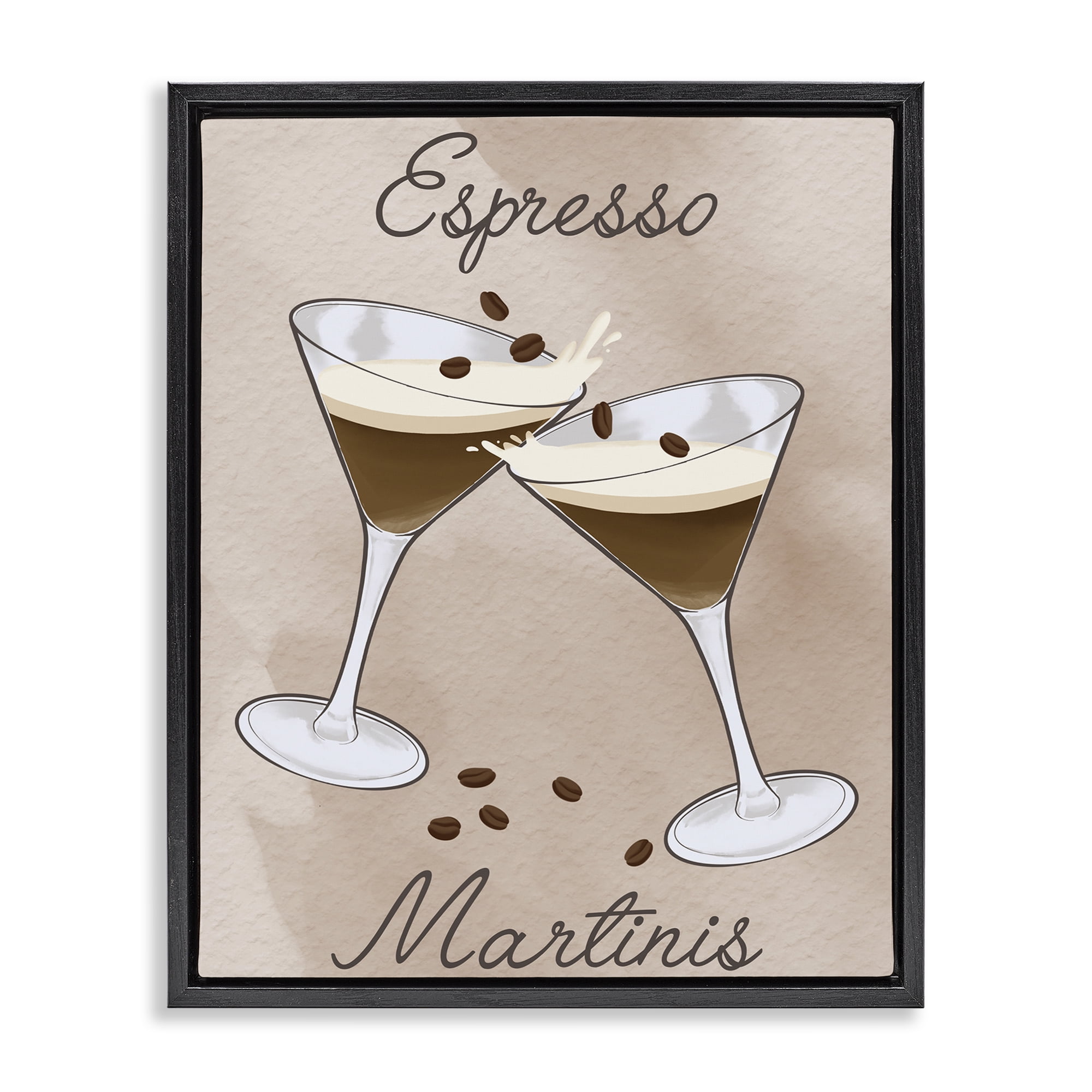 Stupell Industries Cheers Espresso Martinis Black Framed Floater Canvas Wall Art, design by Marcus Prime