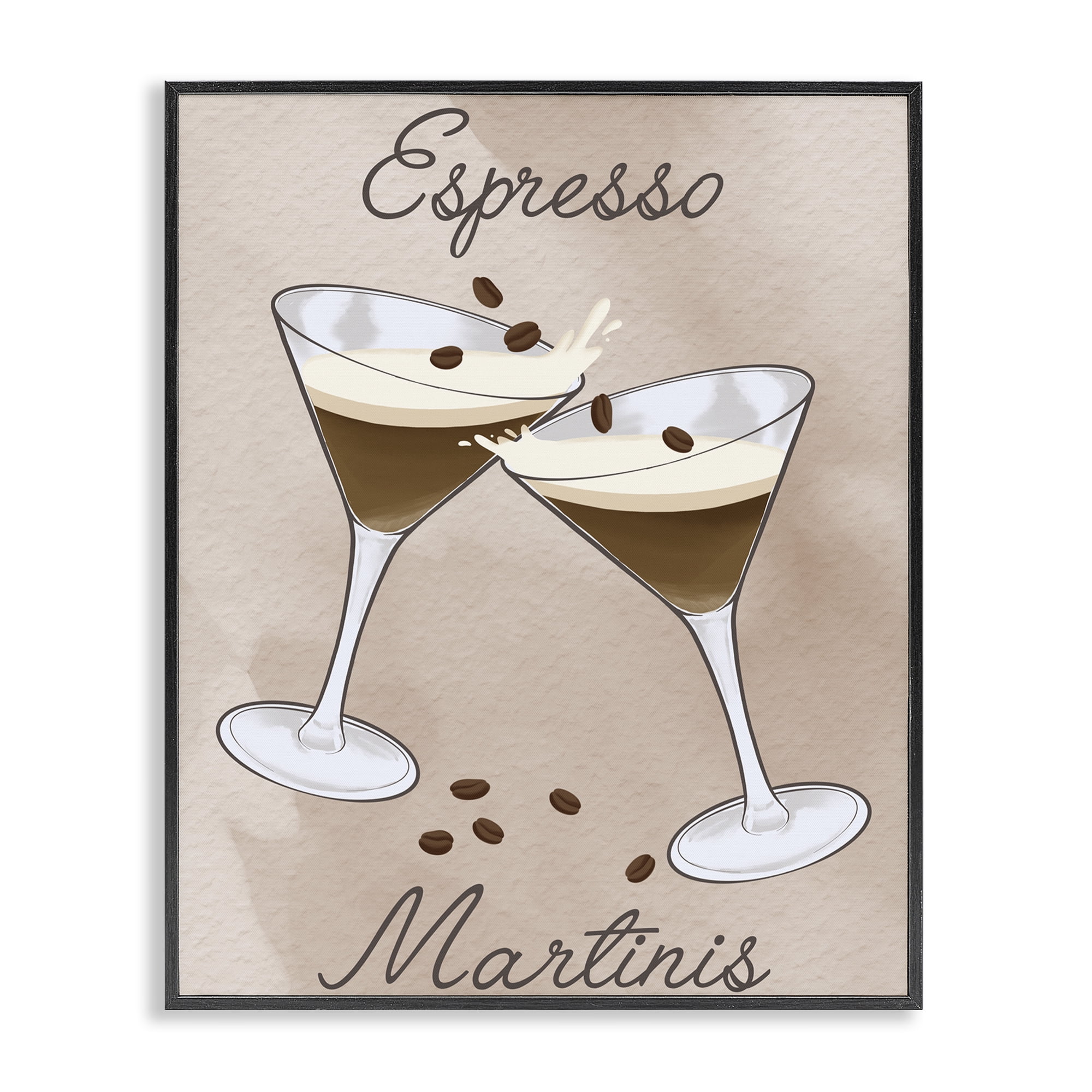 Stupell Industries Cheers Espresso Martinis Black Framed Giclee Art, design by Marcus Prime
