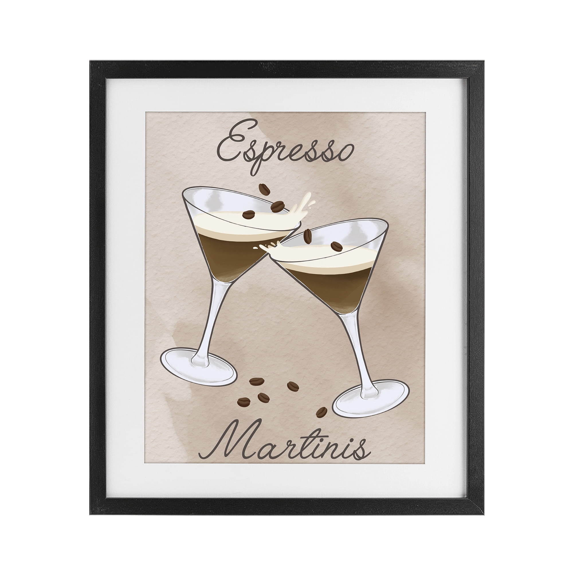 Stupell Industries Cheers Espresso Martinis Black Framed Print Under Glass, design by Marcus Prime