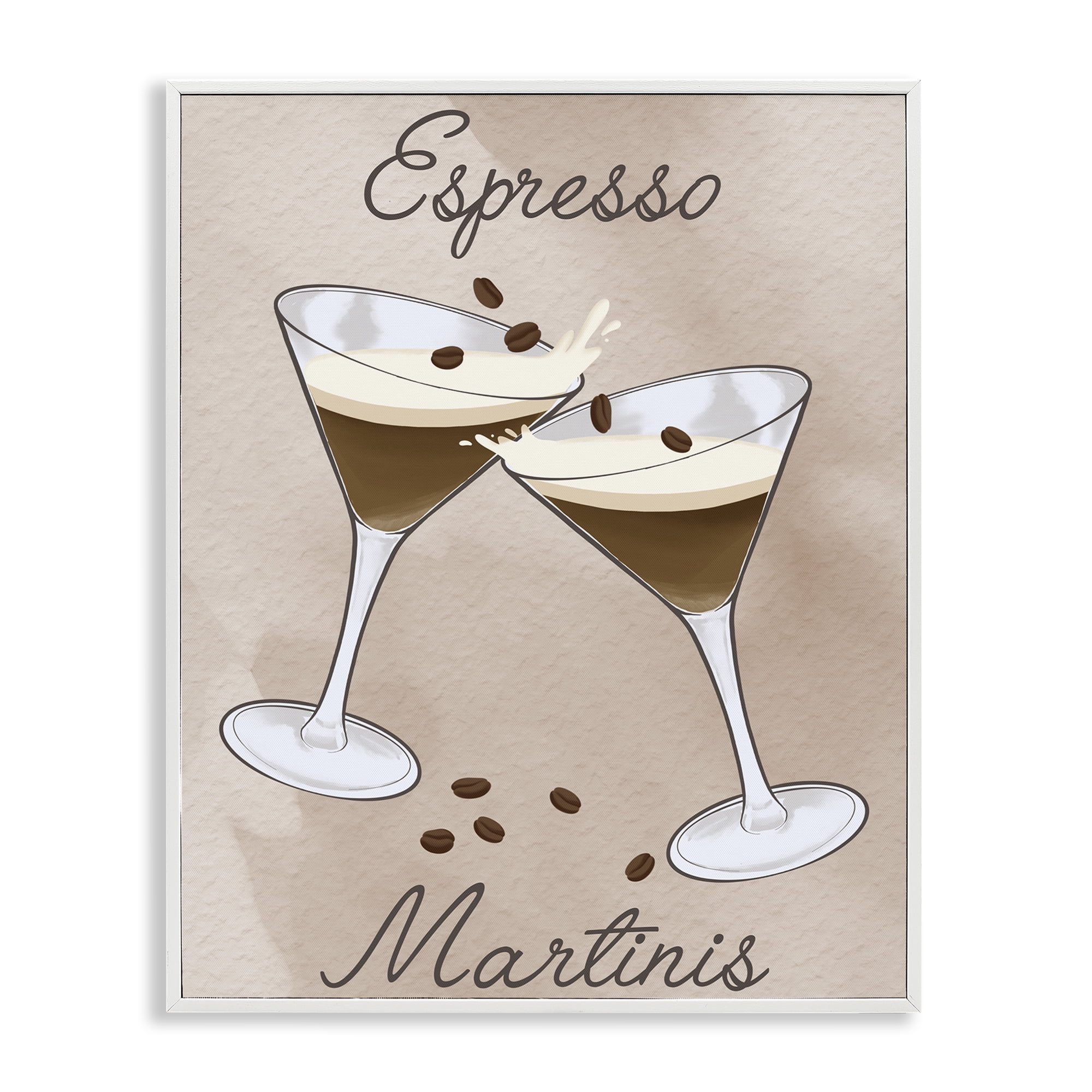 Stupell Industries Cheers Espresso Martinis White Framed Giclee Art, design by Marcus Prime