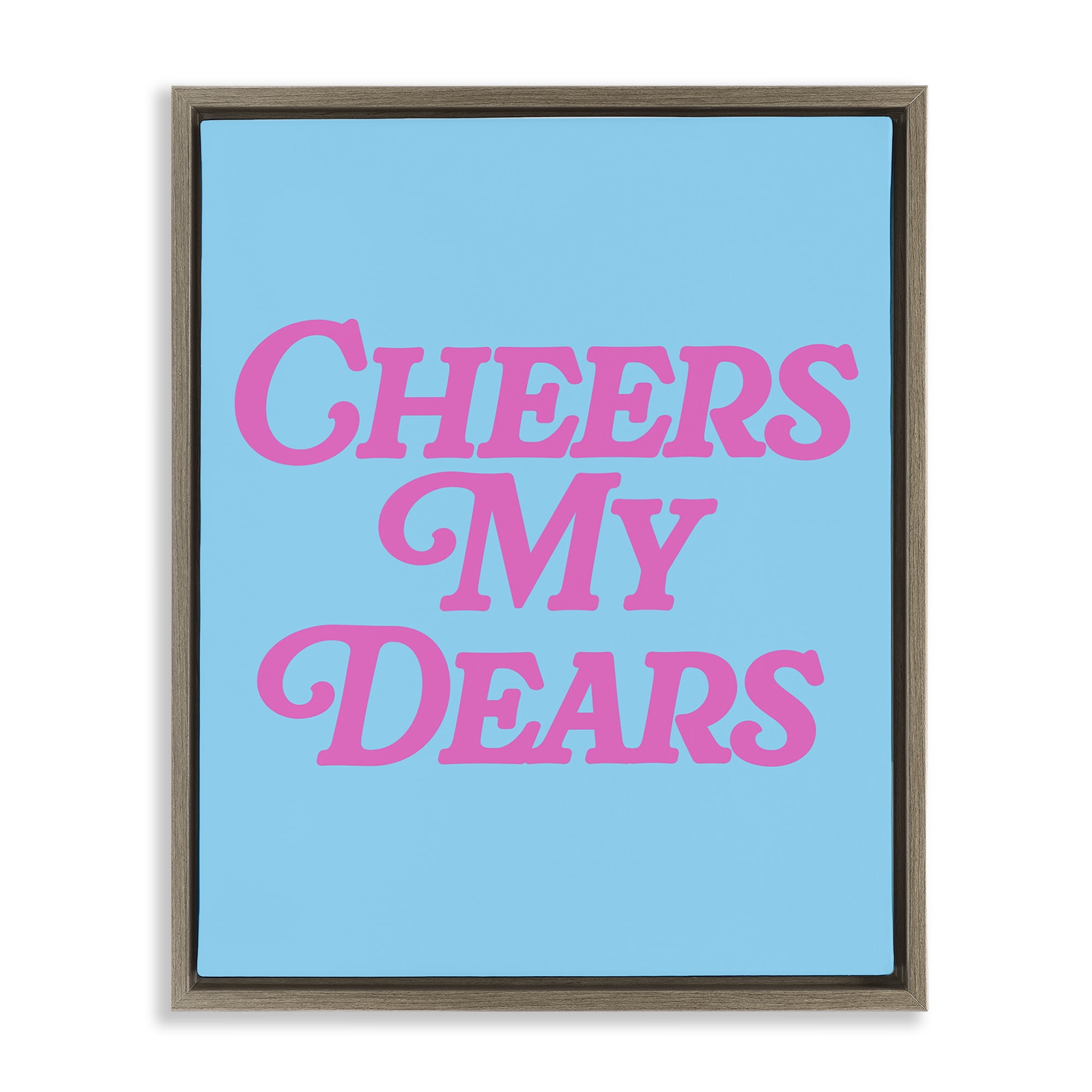 Stupell Industries Cheers My Dears Food & Beverage Painting Brown Floater Framed Canvas Art Print Wall Art, 17 x 21