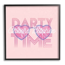 Stupell Industries Cheers Party Time Pink Phrase Graphic Art Black Framed Art Print Wall Art, Design by Lil' Rue