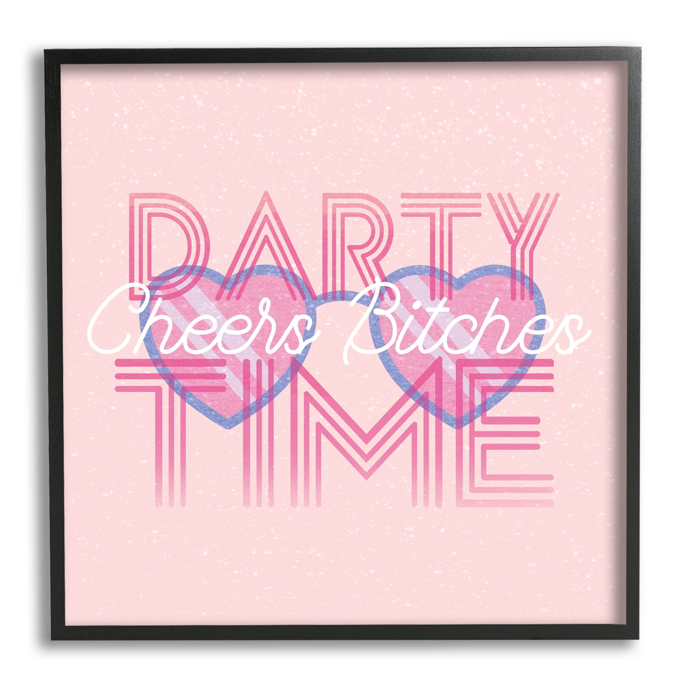 Stupell Industries Cheers Party Time Pink Phrase Graphic Art Black Framed Art Print Wall Art, Design by Lil' Rue