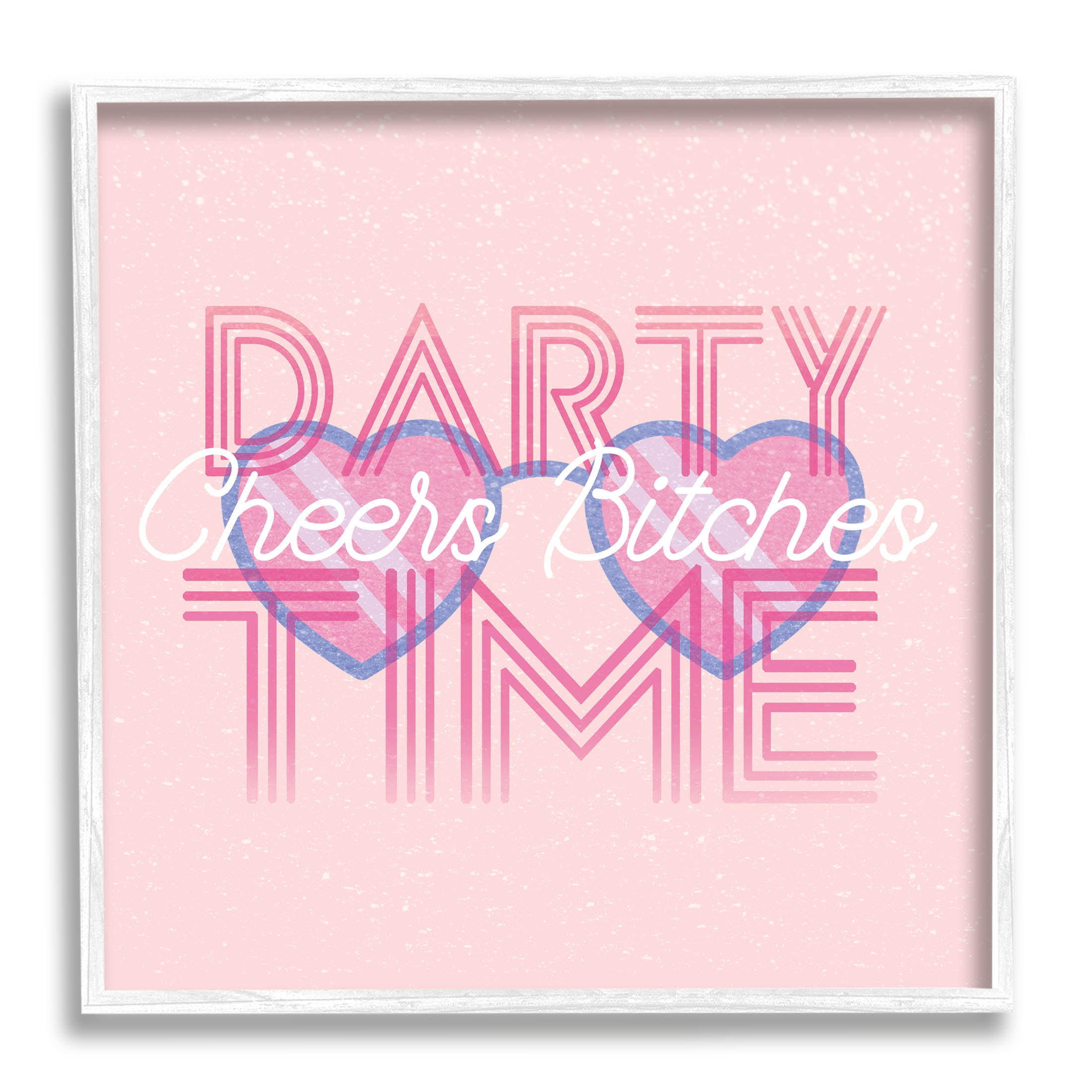 Stupell Industries Cheers Party Time Pink Phrase Graphic Art White Framed Art Print Wall Art, Design by Lil' Rue