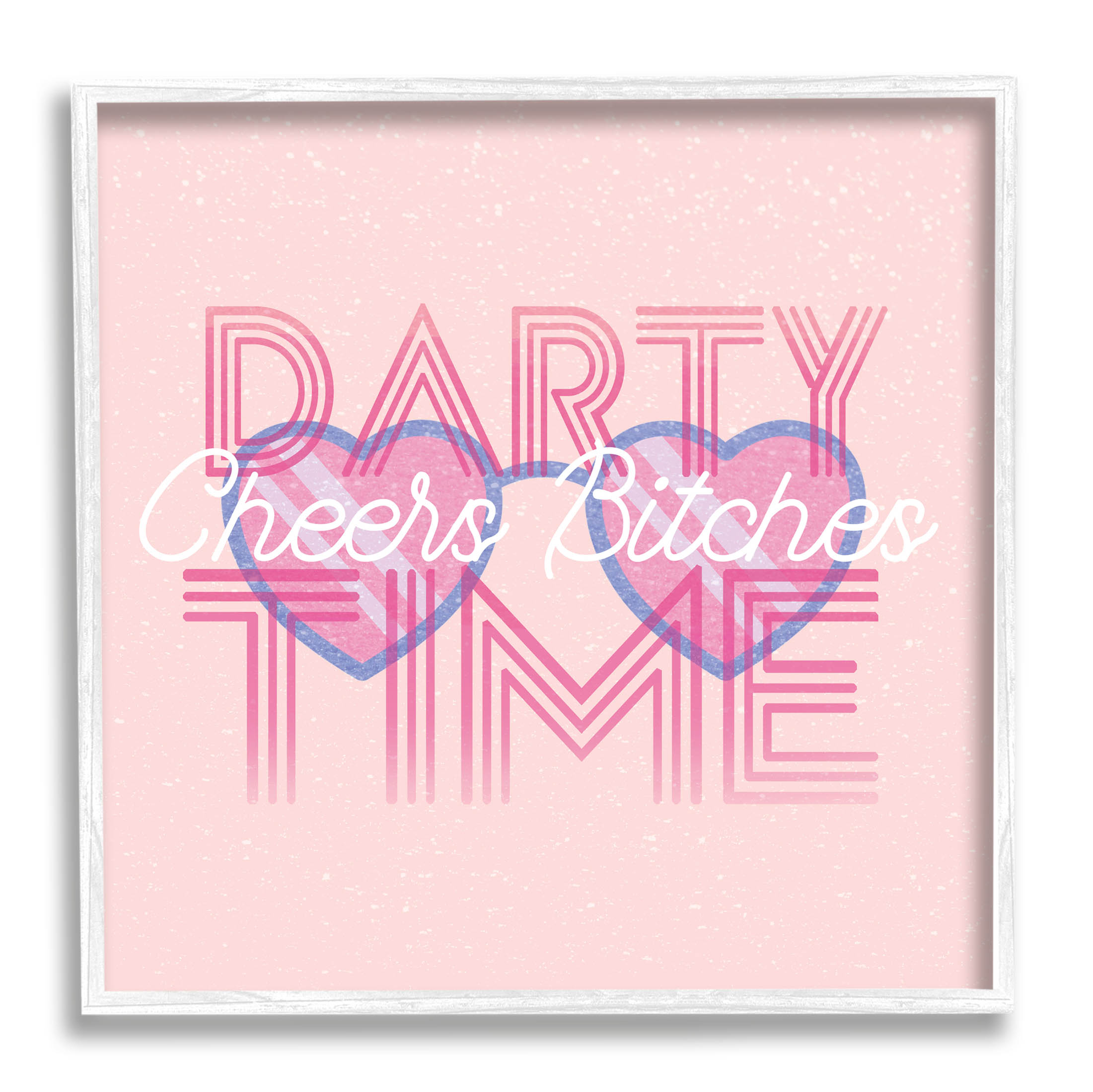 Stupell Industries Cheers Party Time Pink Phrase Graphic Art White Framed Art Print Wall Art, Design by Lil' Rue