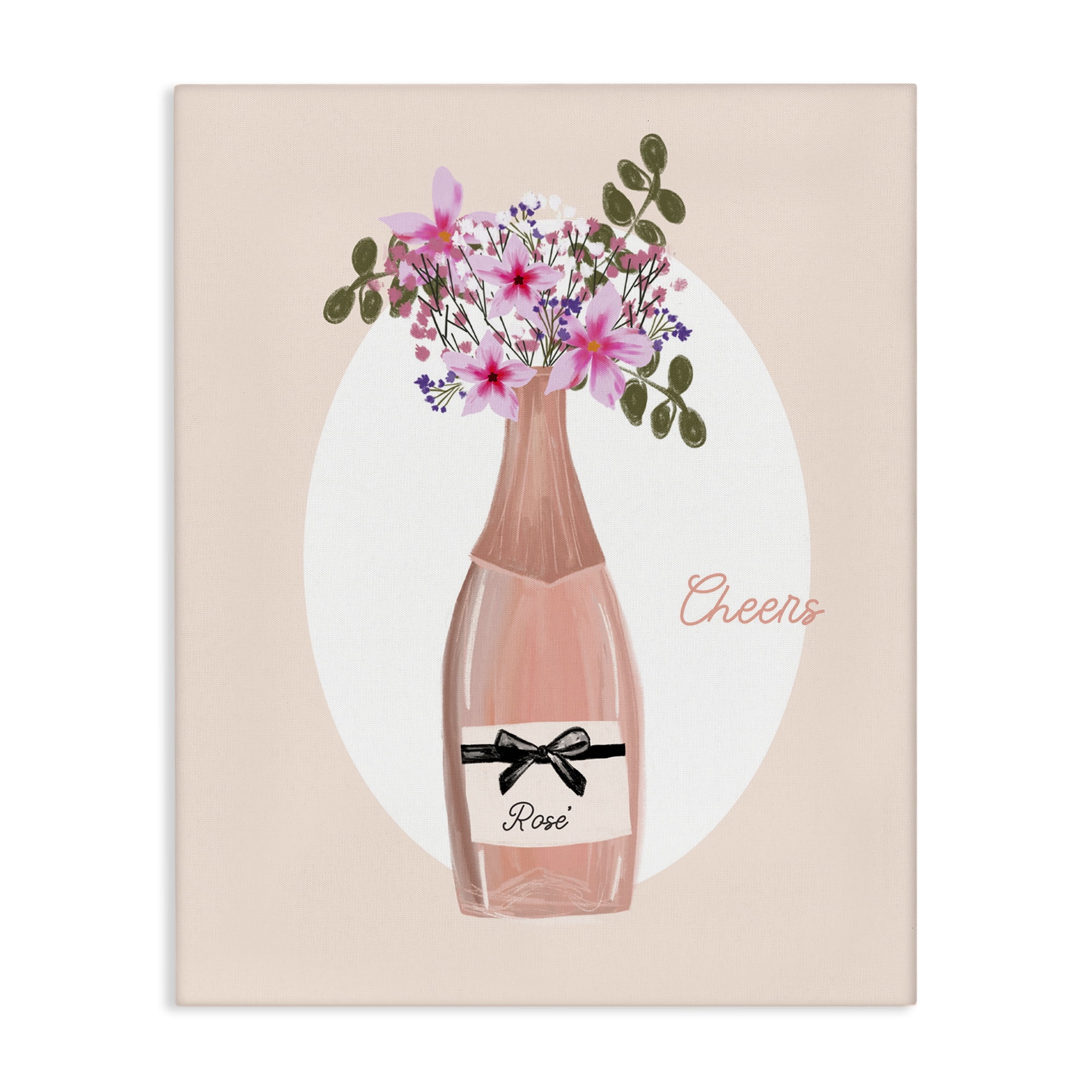 Stupell Industries Cheers Pastel Rosé Food & Beverage Painting Gallery Wrapped Canvas Art Print Wall Art, 30 x 40