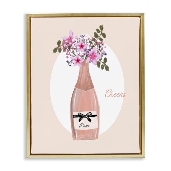 Stupell Industries Contemporary Cheers Pastel Rosè Gold Floating Frame Canvas Art, 25 x 31, by Chen Alyesh