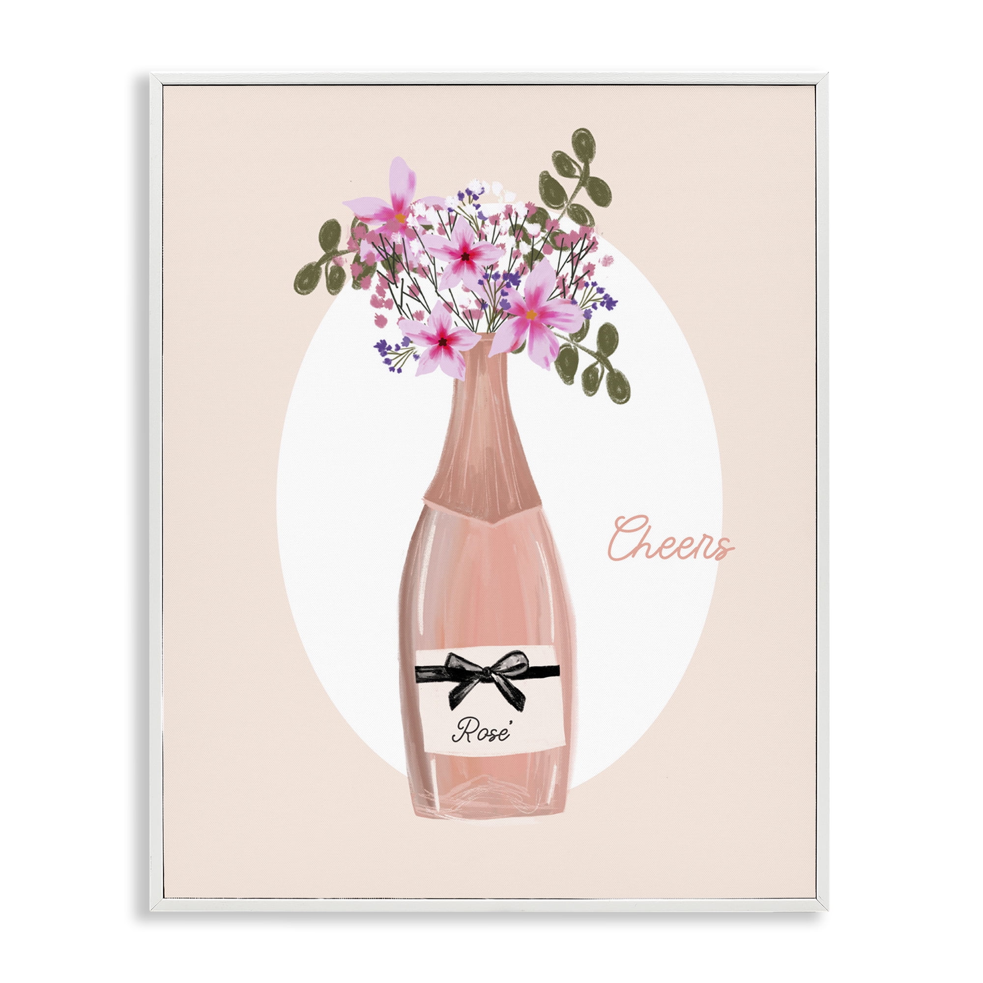 Stupell Industries Cheers Pastel Rosé Food & Beverage Painting White Framed Art Print Wall Art, 16 x 20