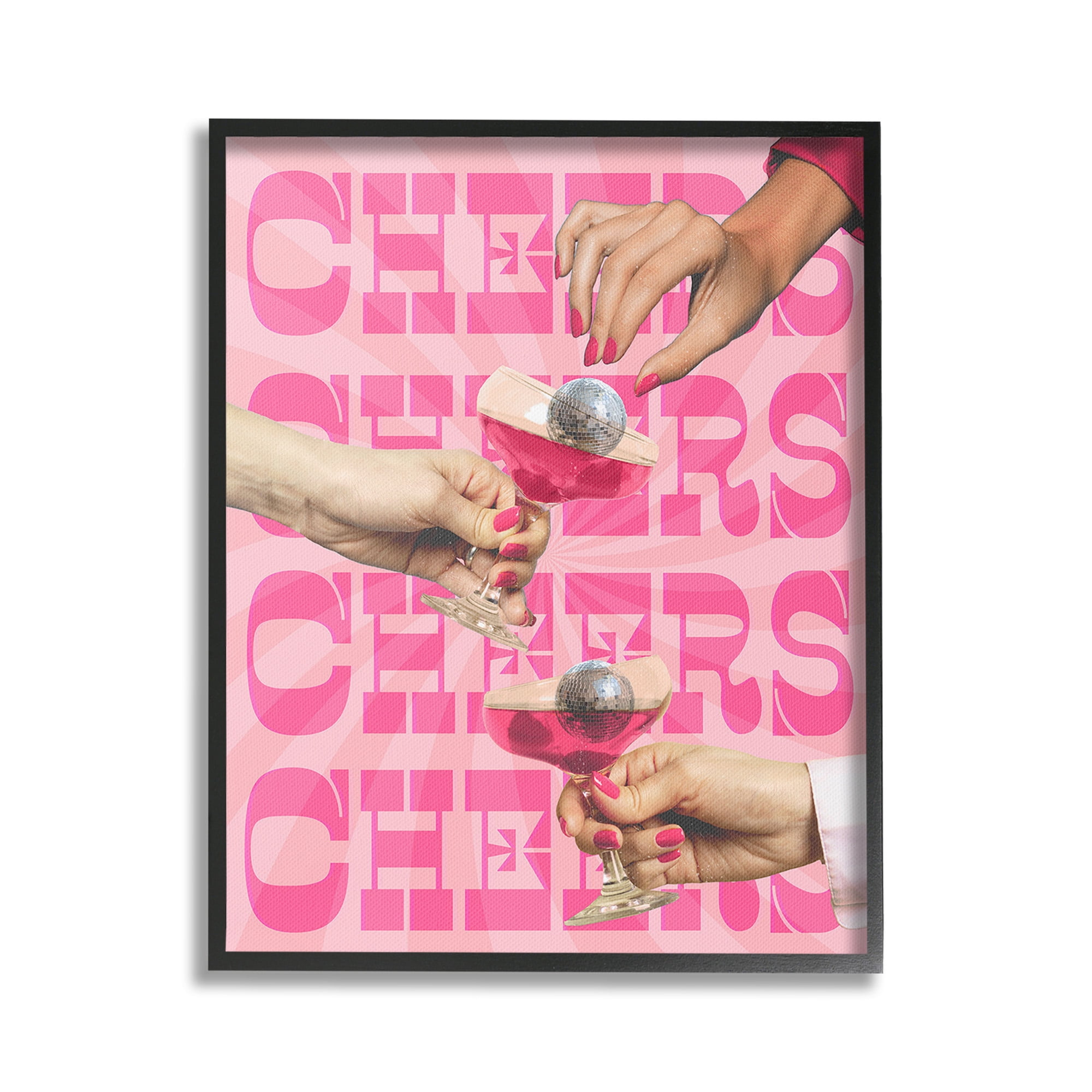 Stupell Industries Cheers Pink Margaritas Food & Beverage Painting Black Framed Art Print Wall Art, 16 x 20