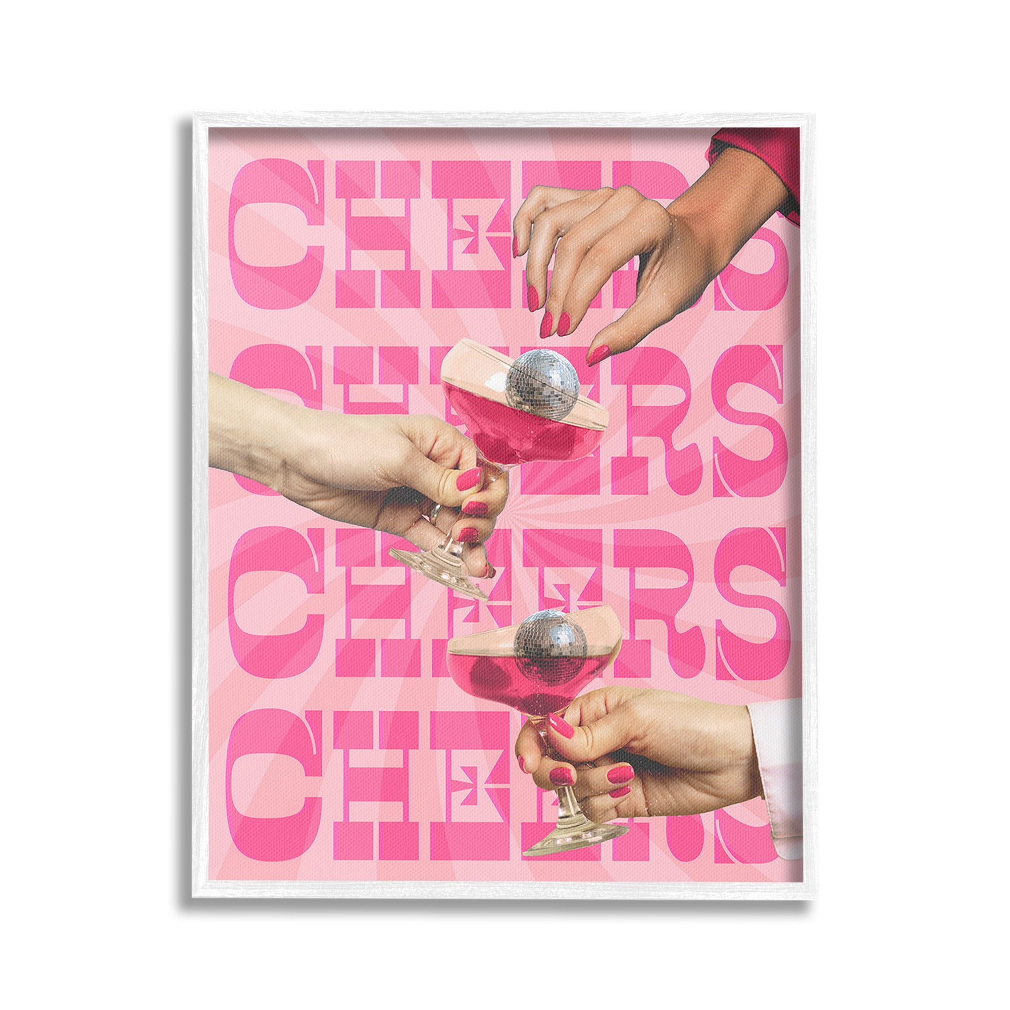 Stupell Industries Cheers Pink Margaritas Food & Beverage Painting White Framed Art Print Wall Art, 24 x 30