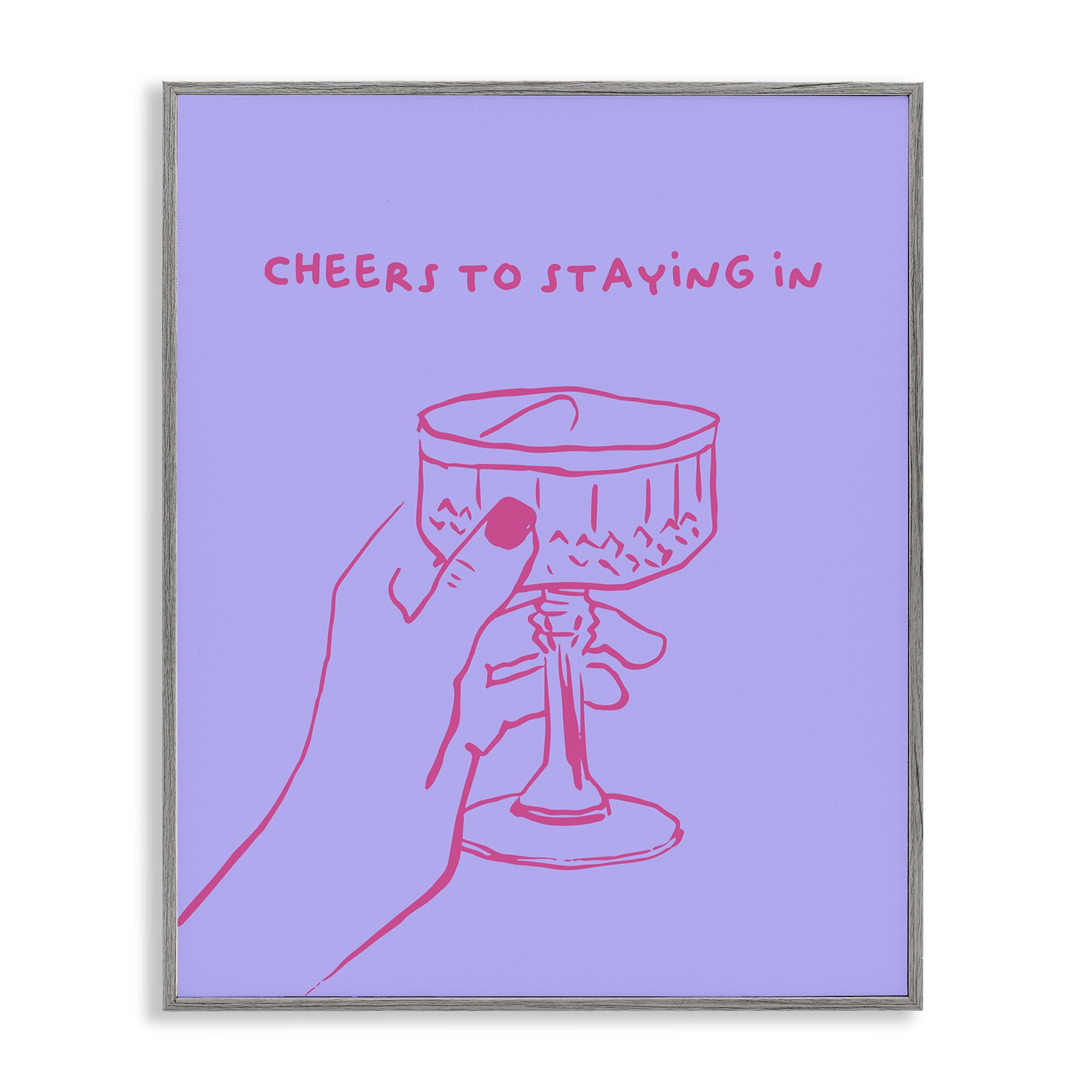 Stupell Industries Cheers To Staying In Food & Beverage Painting Gray Framed Art Print Wall Art, 11 x 14