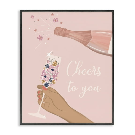 Stupell Industries Cheers To You Champagne Food & Beverage Painting Black Framed Art Print Wall Art, 11 x 14