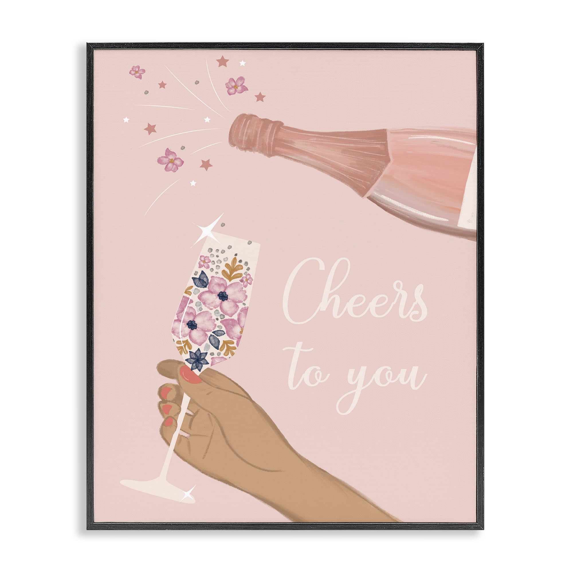 Stupell Industries Cheers To You Champagne Food & Beverage Painting Black Framed Art Print Wall Art, 24 x 30