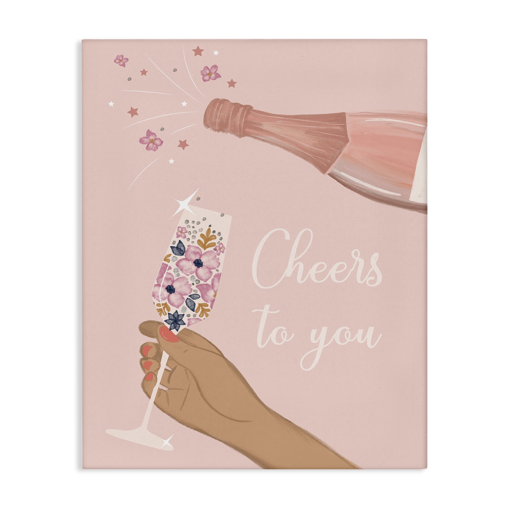 Stupell Industries Cheers To You Champagne Food & Beverage Painting Gallery Wrapped Canvas Art Print Wall Art, 36 x 48
