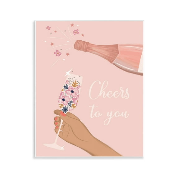 Stupell Industries Cheers To You Champagne Food & Beverage Painting Unframed Art Print Wall Art, 11 x 14