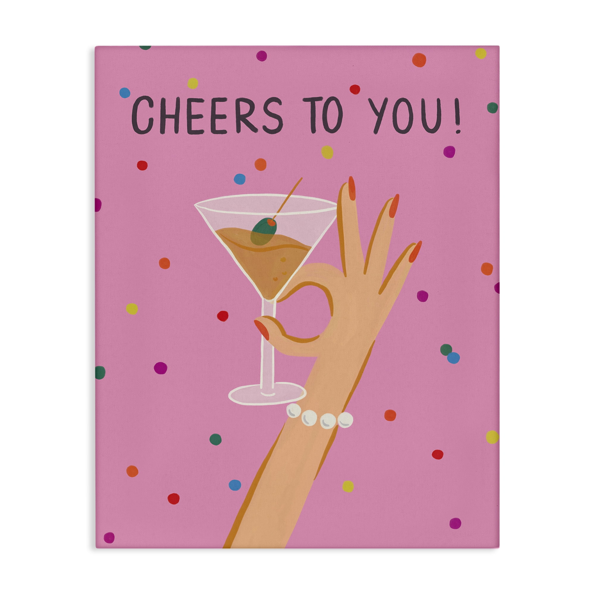 Stupell Industries Cheers To You Martini Food & Beverage Painting Wrapped Canvas Art Print Wall Art, 36 x 48