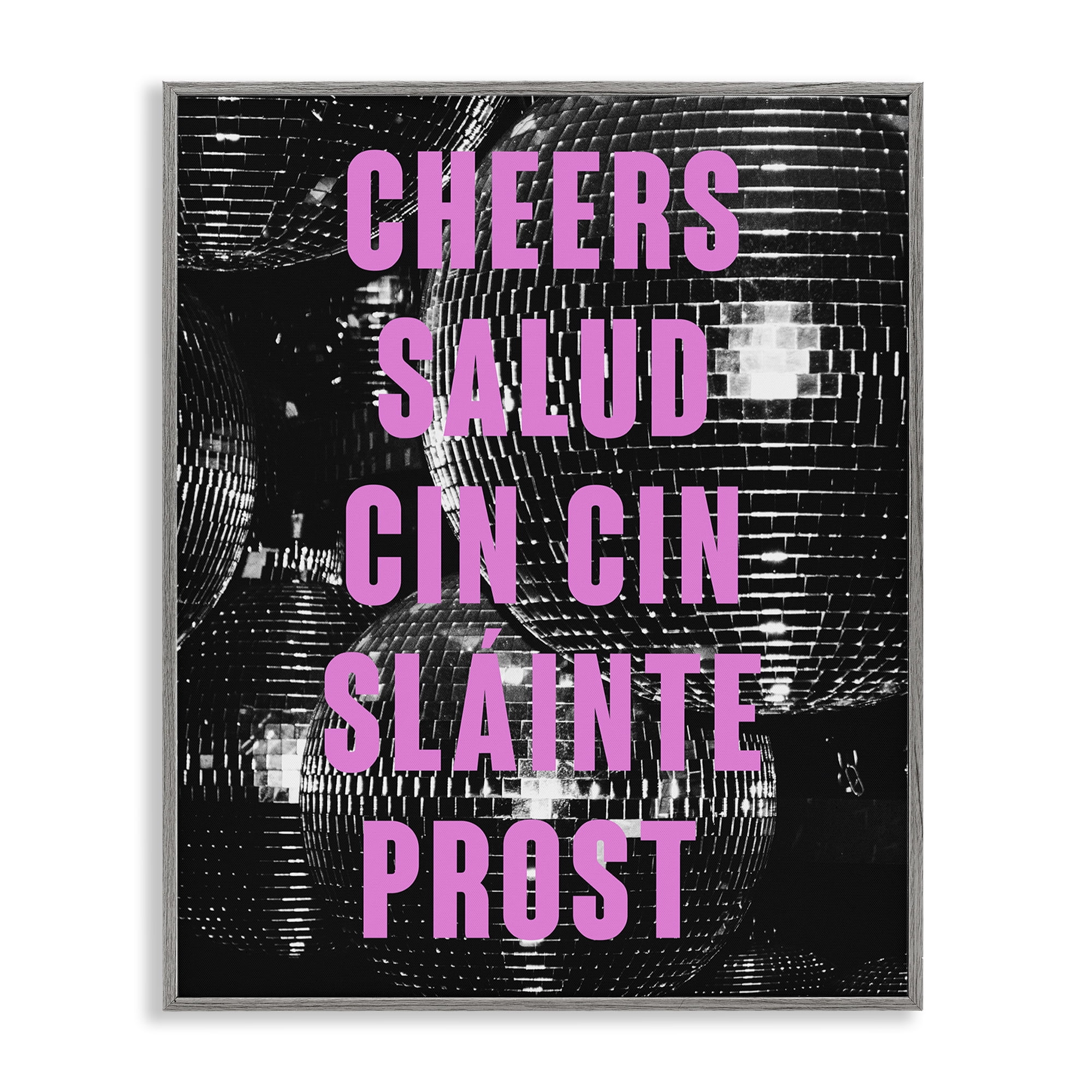 Stupell Industries Cheers Various Languages Food & Beverage Painting Gray Framed Art Print Wall Art, 16 x 20