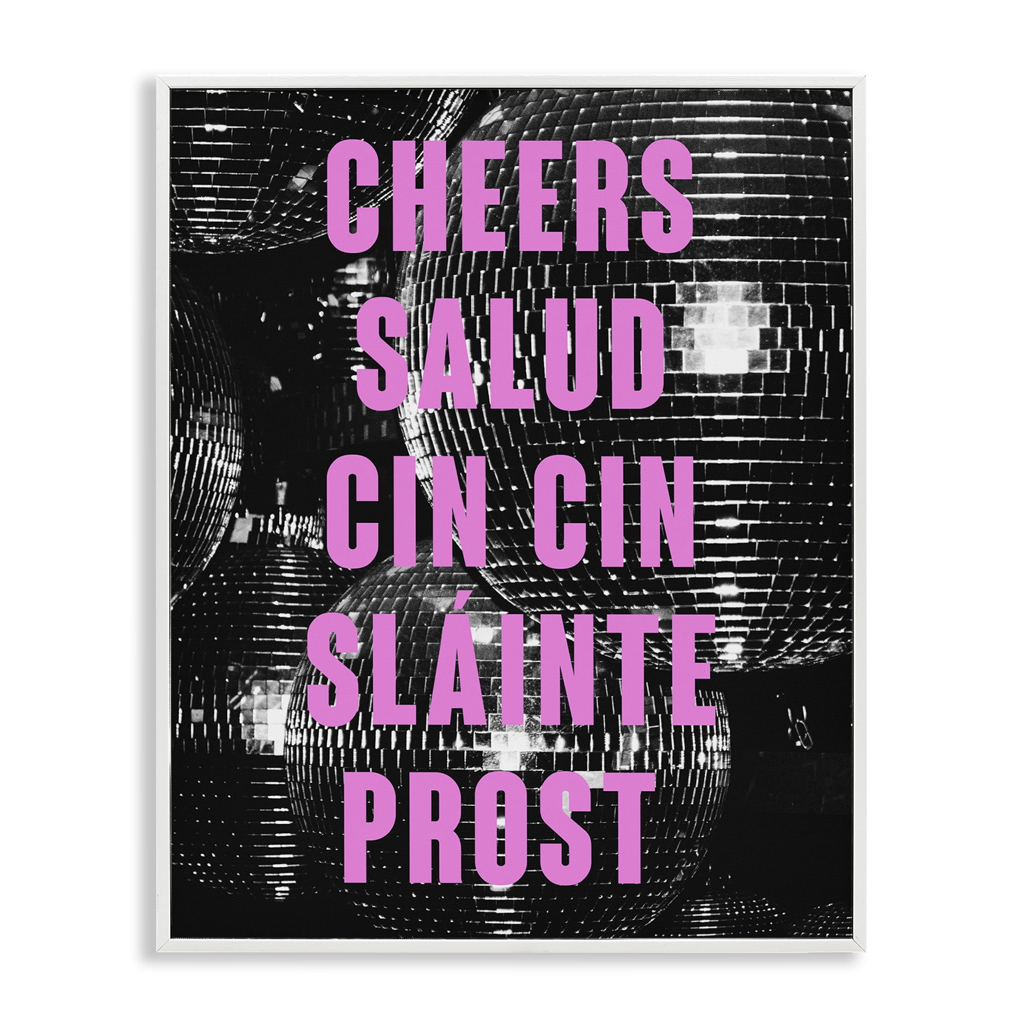 Stupell Industries Cheers Various Languages Food & Beverage Painting White Framed Art Print Wall Art, 16 x 20