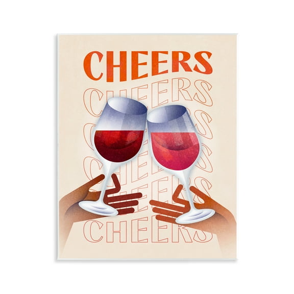 Stupell Industries Cheers Wine Glasses Food & Beverage Painting Unframed Art Print Wall Art, 11 x 14