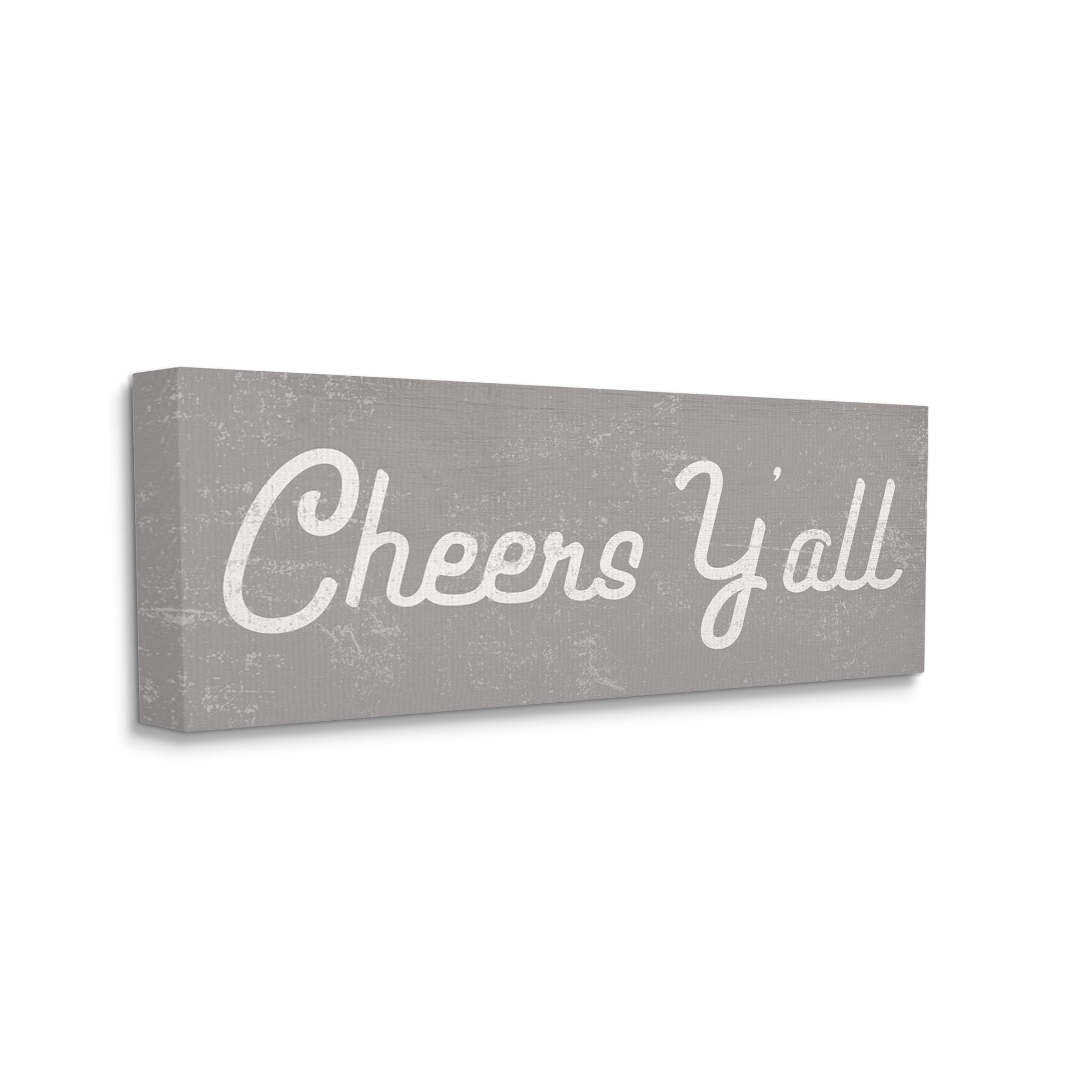 Stupell Industries Cheers Y'all Country Saying Happy Hour Distressed Pattern Modern Painting Gallery-Wrapped Canvas Print Wall Art, 13 x 30, Design by Daphne Polselli