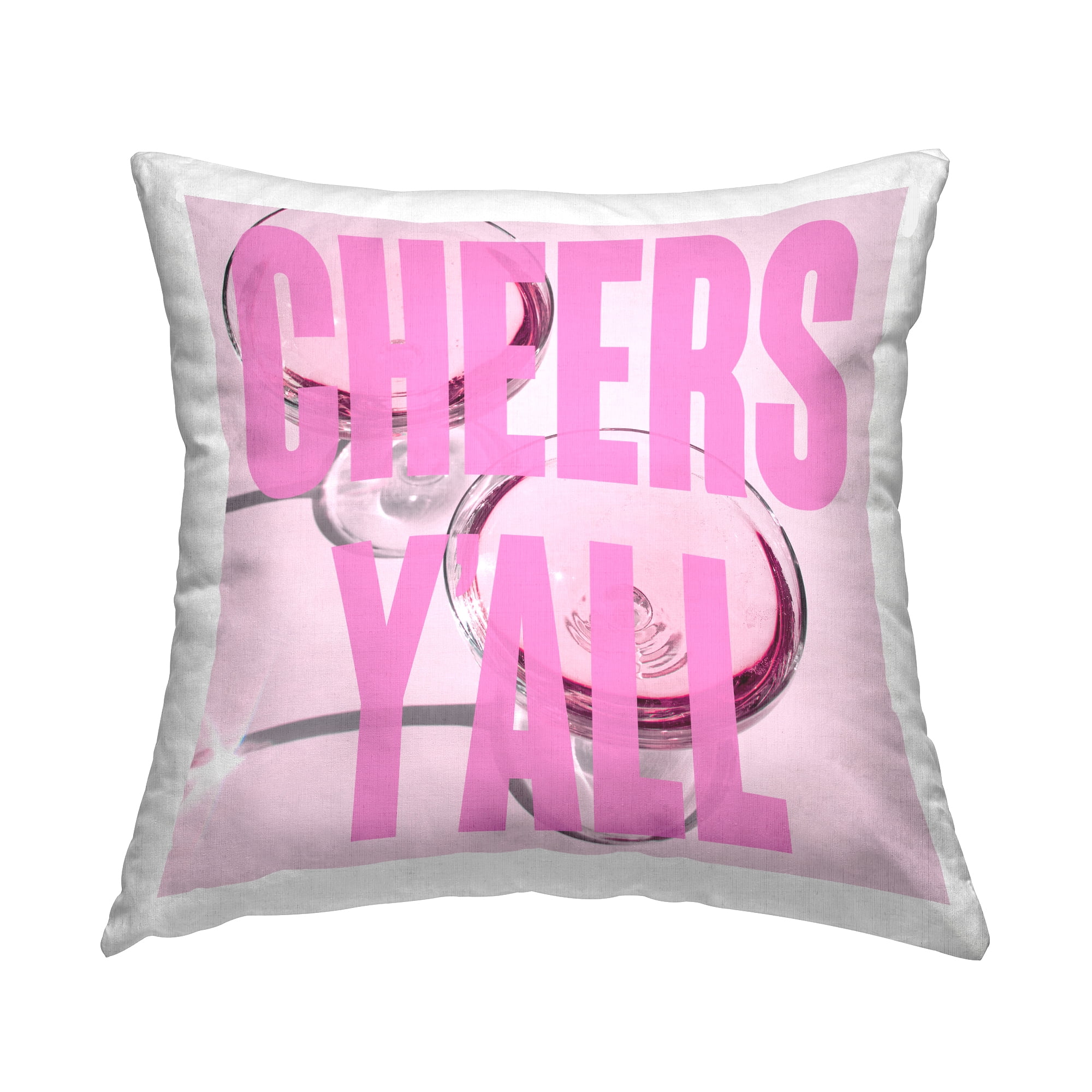 Stupell Industries Cheers Y'all Pink Glam Decorative Printed Throw Pillow, 18 x 18