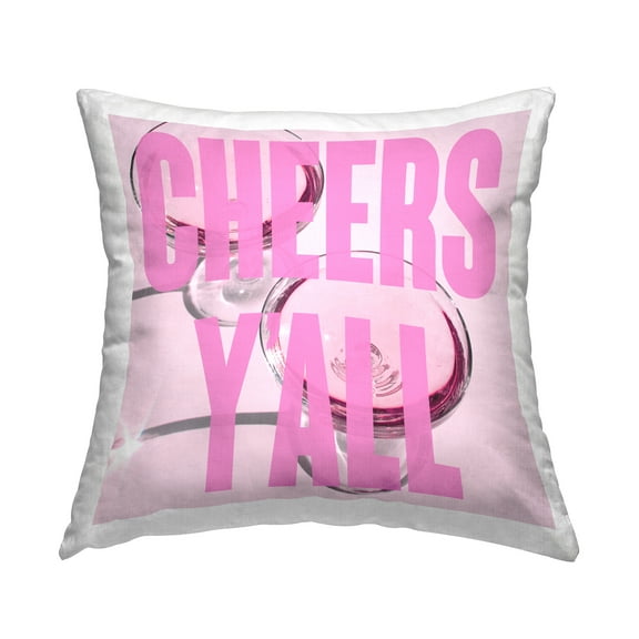 Stupell Industries Cheers Y'all Pink Glam Decorative Printed Throw Pillow, 18 x 18