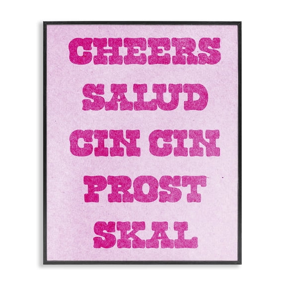 Stupell Industries Cheers in Various Languages Quotes and Sayings Painting Black Framed Art Print Wall Art, 11 x 14