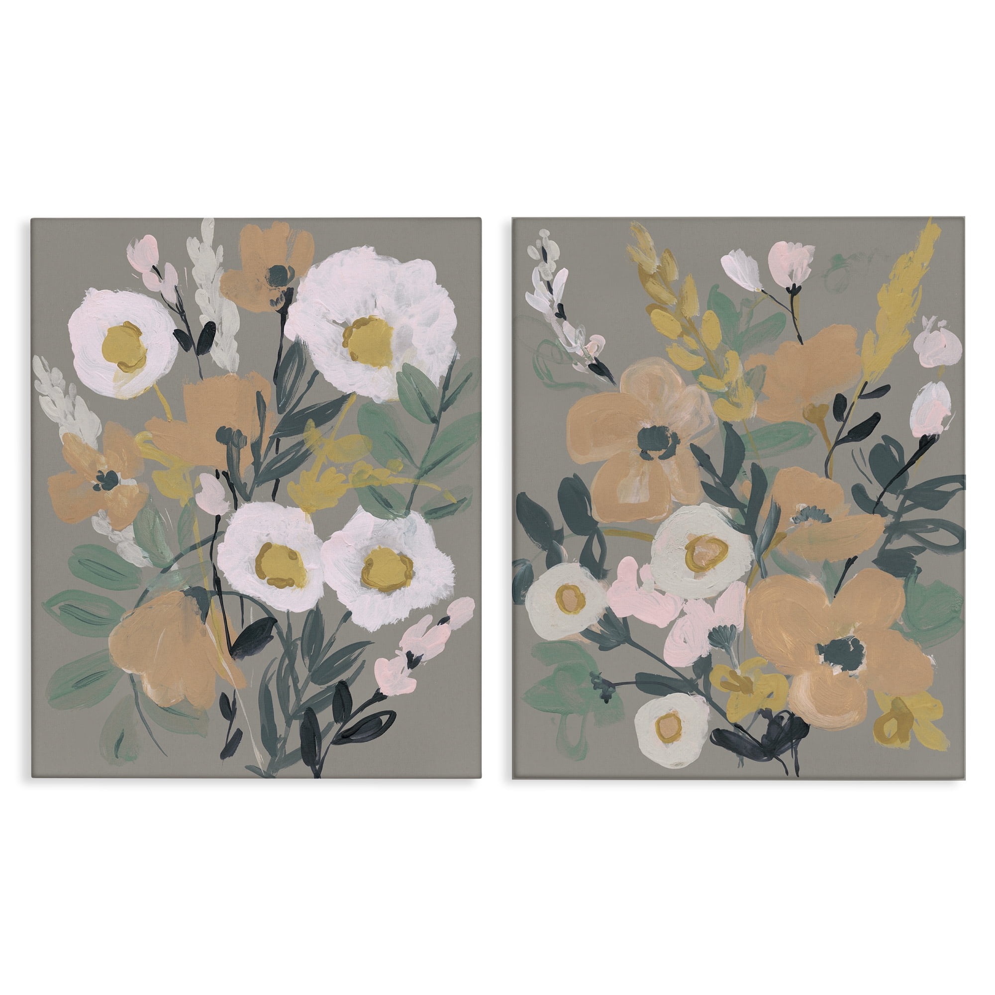 Stupell Industries Cheery Floral Bouquet Plants & Flowers Painting Wrapped Canvas Art Print Wall Art, 24 x 30, Set of 2