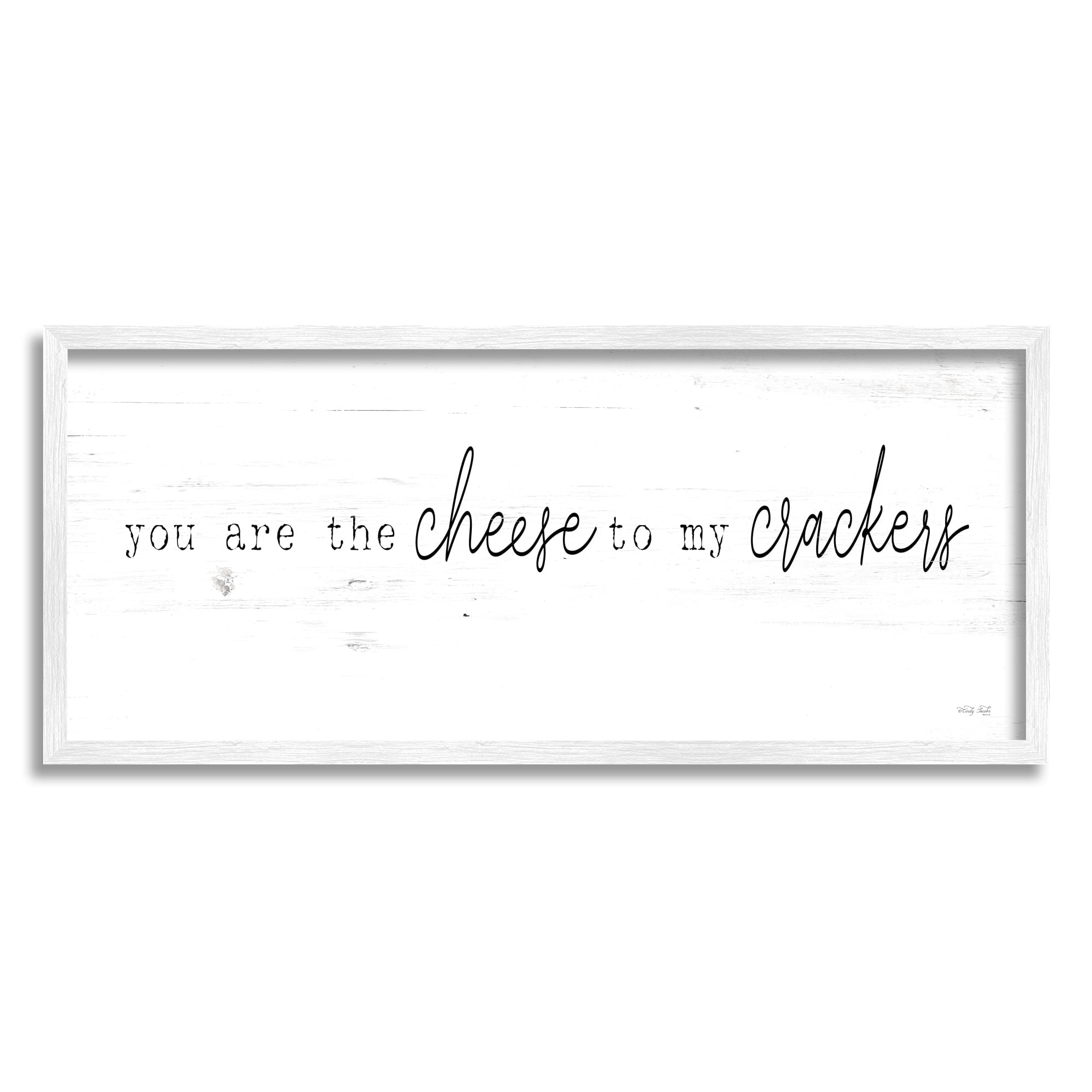 Stupell Industries Cheese To My Crackers Casual Foodie Romance Phrase Graphic Art White Framed Art Print Wall Art, Design by Cindy Jacobs