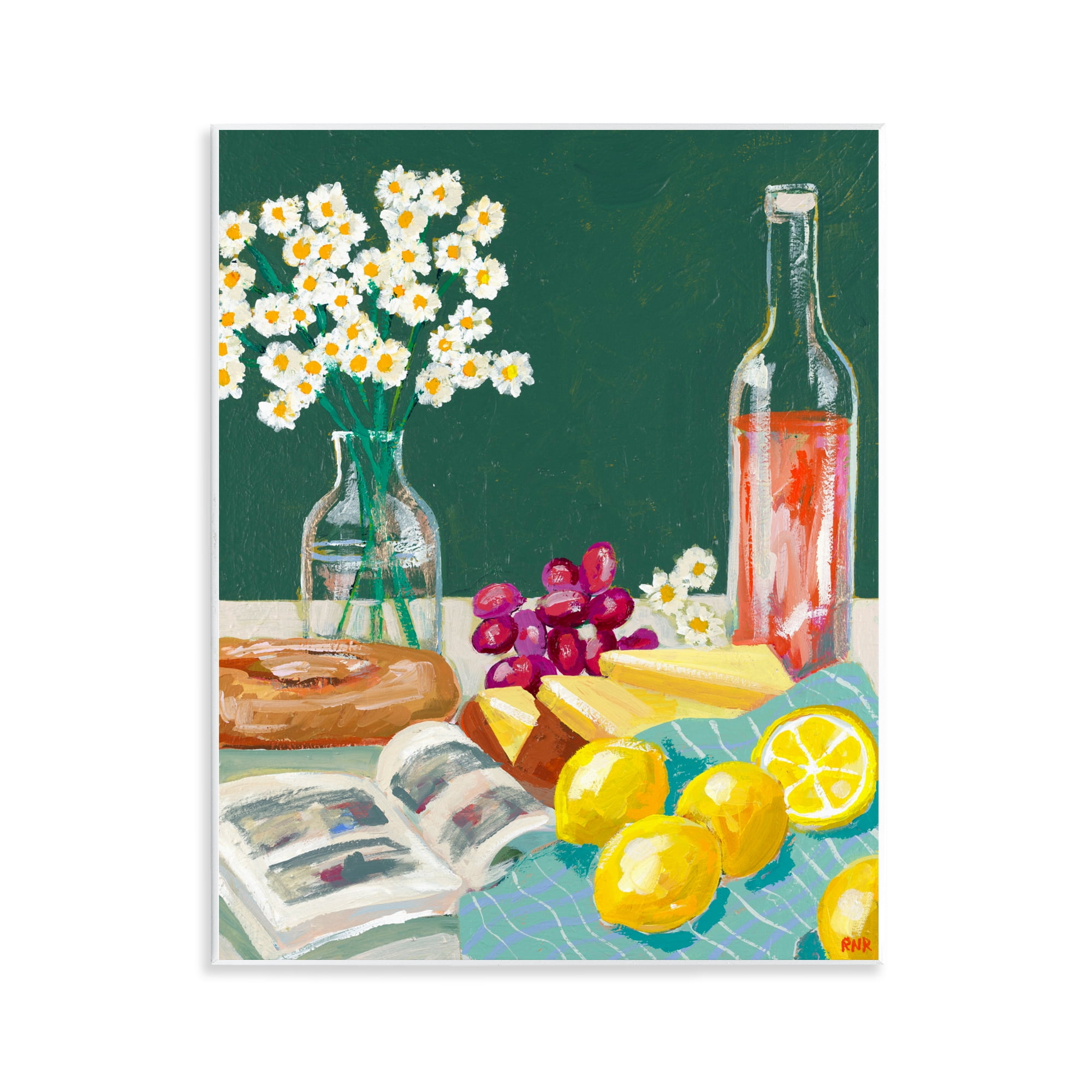 Stupell Industries Cheese, Wine and Lemon Still Life Wall Plaque Art, design by Rachael Reese