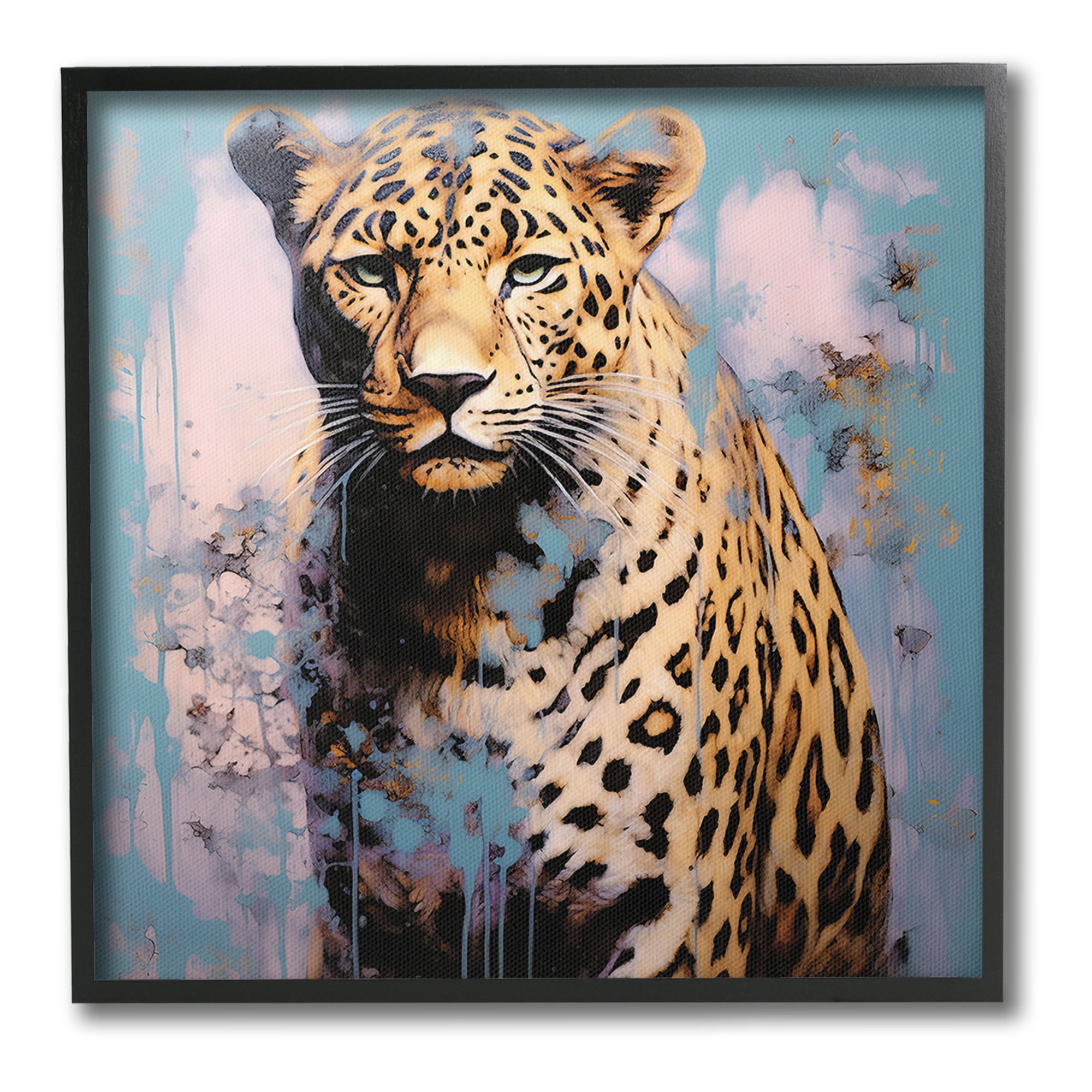 Stupell Industries Cheetah & Abstract Hues Animals & Insects Painting Black Framed Art Print Wall Art, 17 x 17