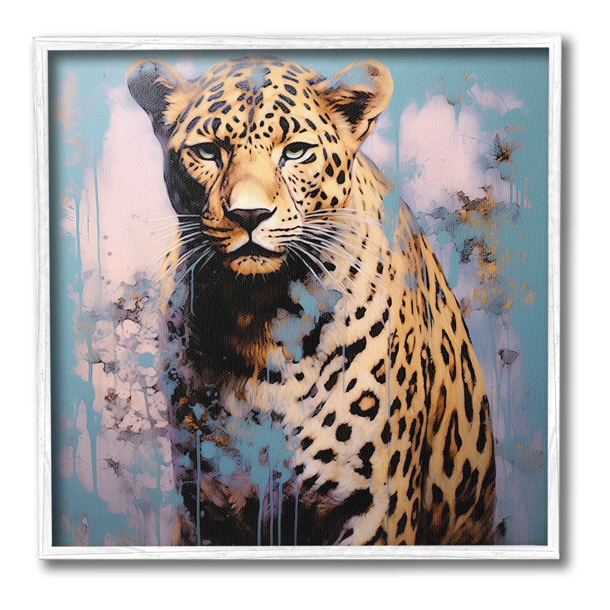 Stupell Industries Cheetah & Abstract Hues Animals & Insects Painting White Framed Art Print Wall Art, 17 x 17