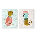 thumbnail image 1 of Stupell Industries Cheetah Bird Playful Animal Pastel Mix Up Canvas Wall Art Design by Molly Fabiano, 2 Piece, 24" x 30", 1 of 5
