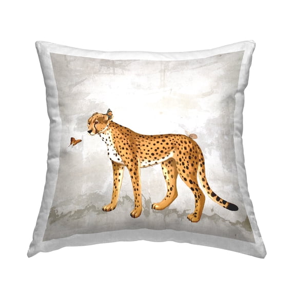 Stupell Industries Cheetah Butterfly Animal Friends Printed Throw Pillow Design by Karen Smith
