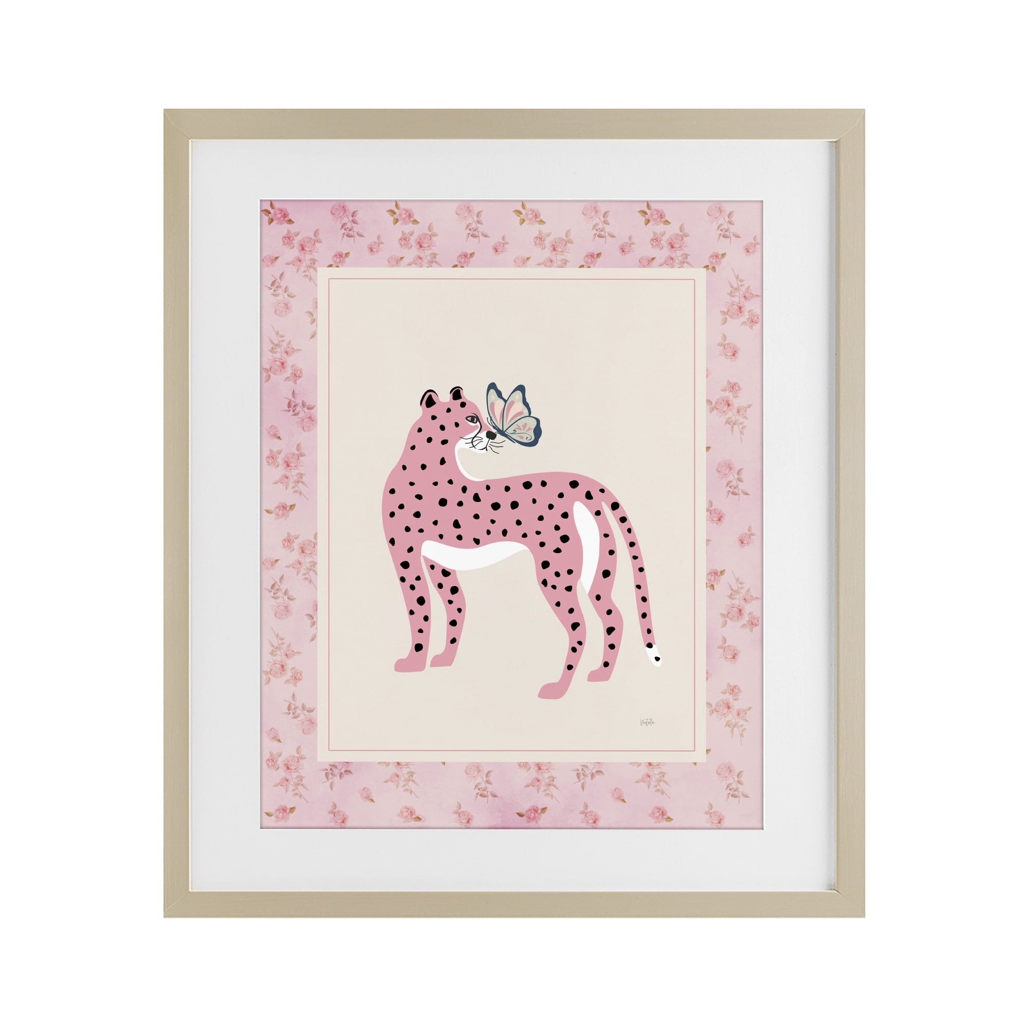 Stupell Industries Cheetah & Butterfly Friendship Birch Framed Print Under Glass, design by Natalie Carpentieri