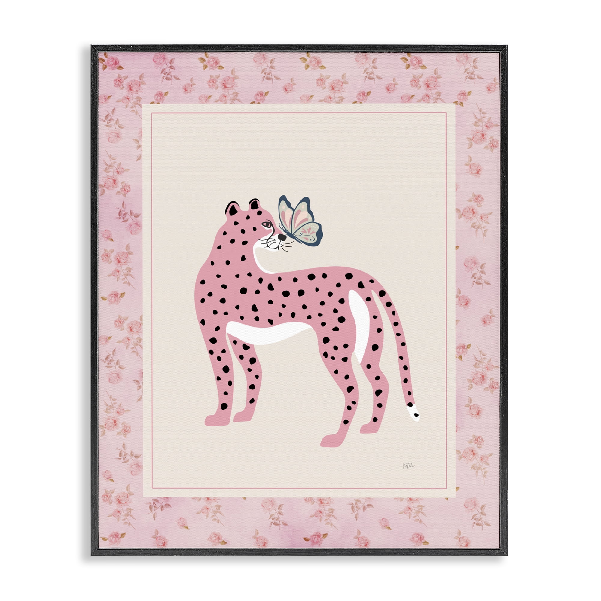 Stupell Industries Cheetah & Butterfly Friendship Black Framed Giclee Art, design by Natalie Carpentieri